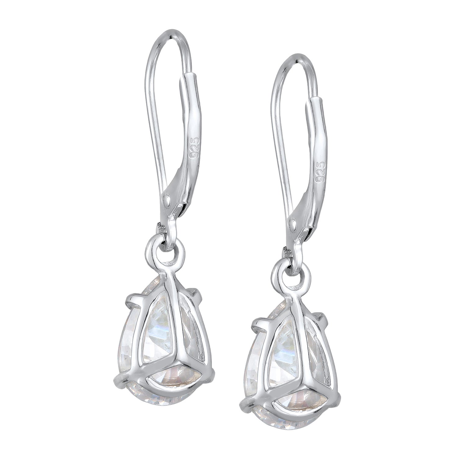 Silber - Elli | Ohrhänger Funkelnd | Zirkonia (Weiß) | 925 Sterling Silber