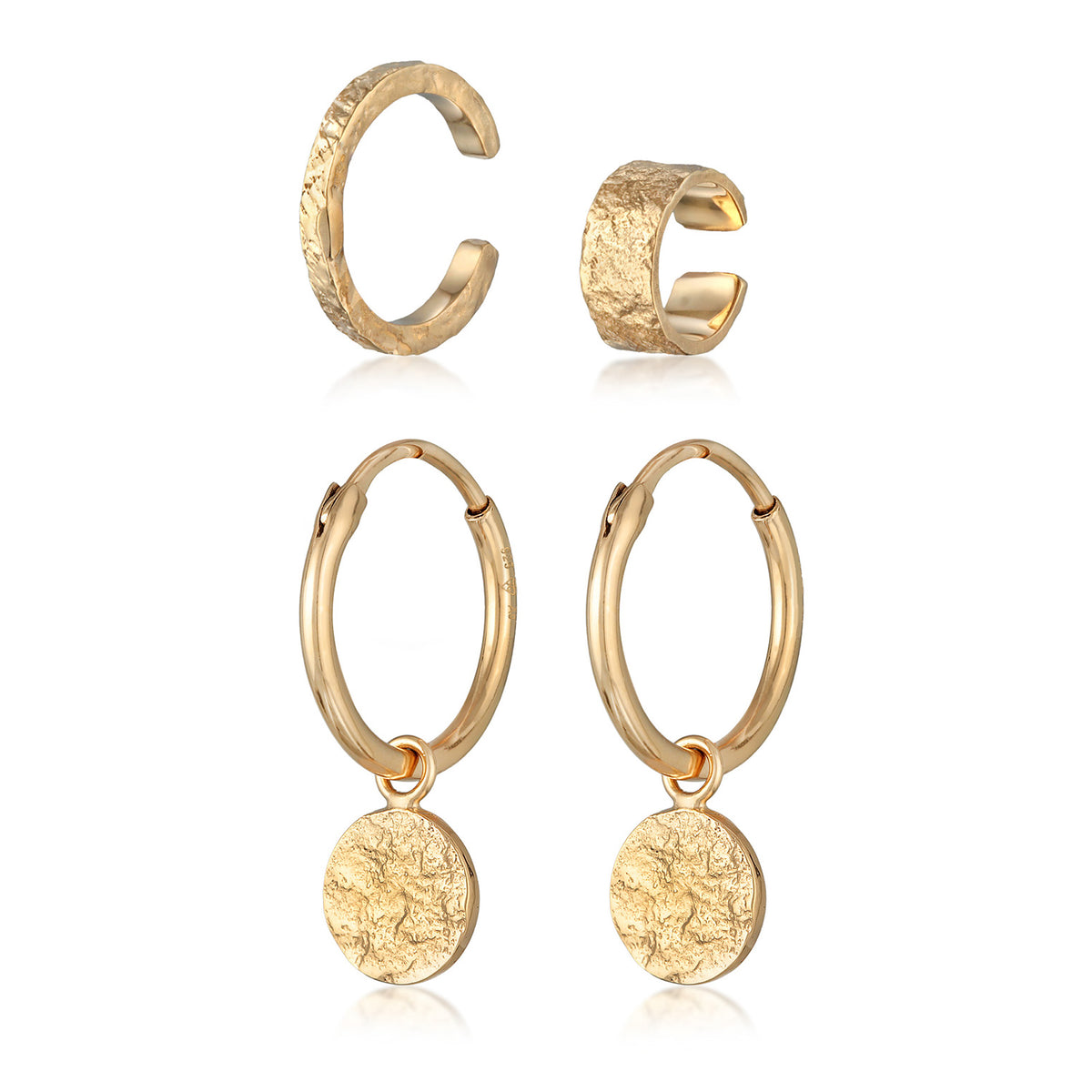 Gold - Elli | Ohrring Set Organic | 925er Sterling Silber Vergoldet