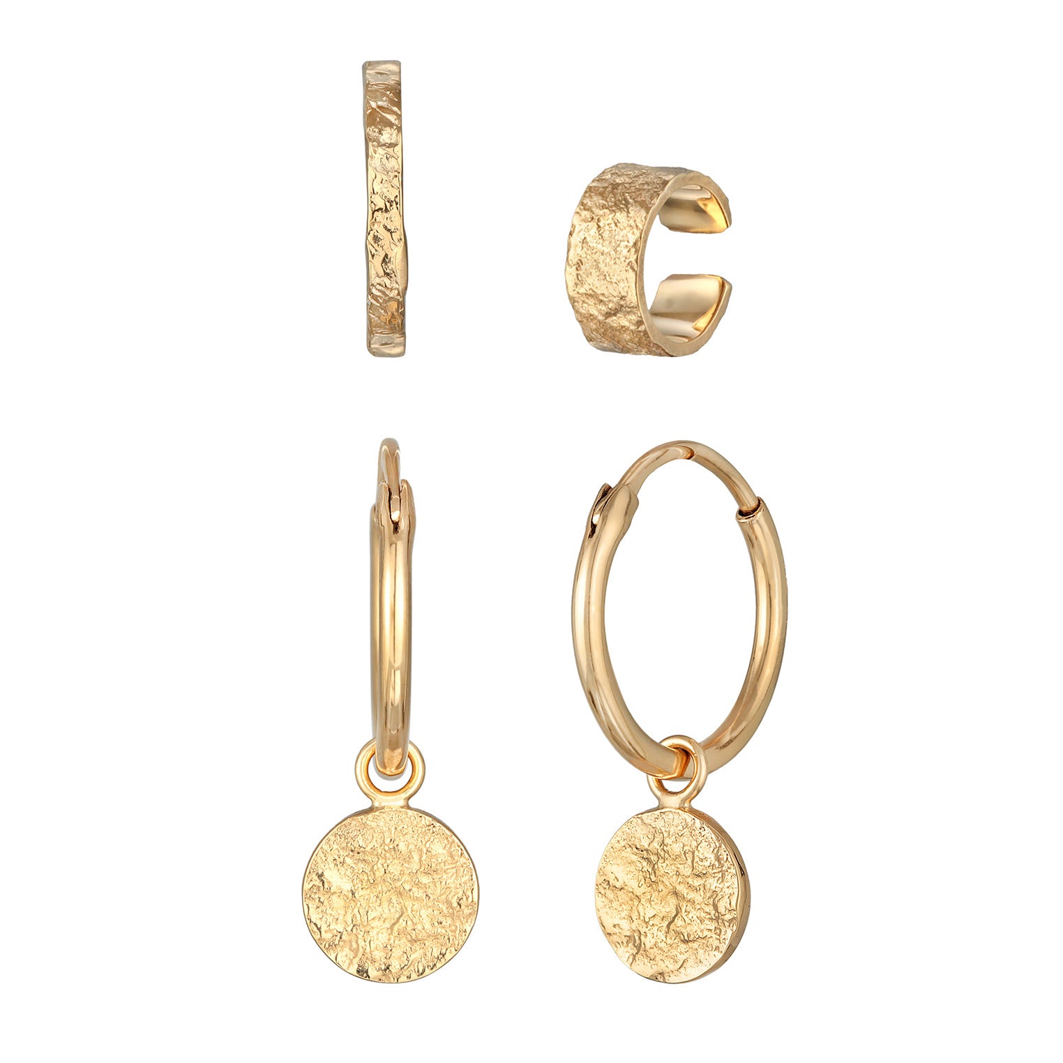 Gold - Elli | Ohrring Set Organic | 925er Sterling Silber Vergoldet