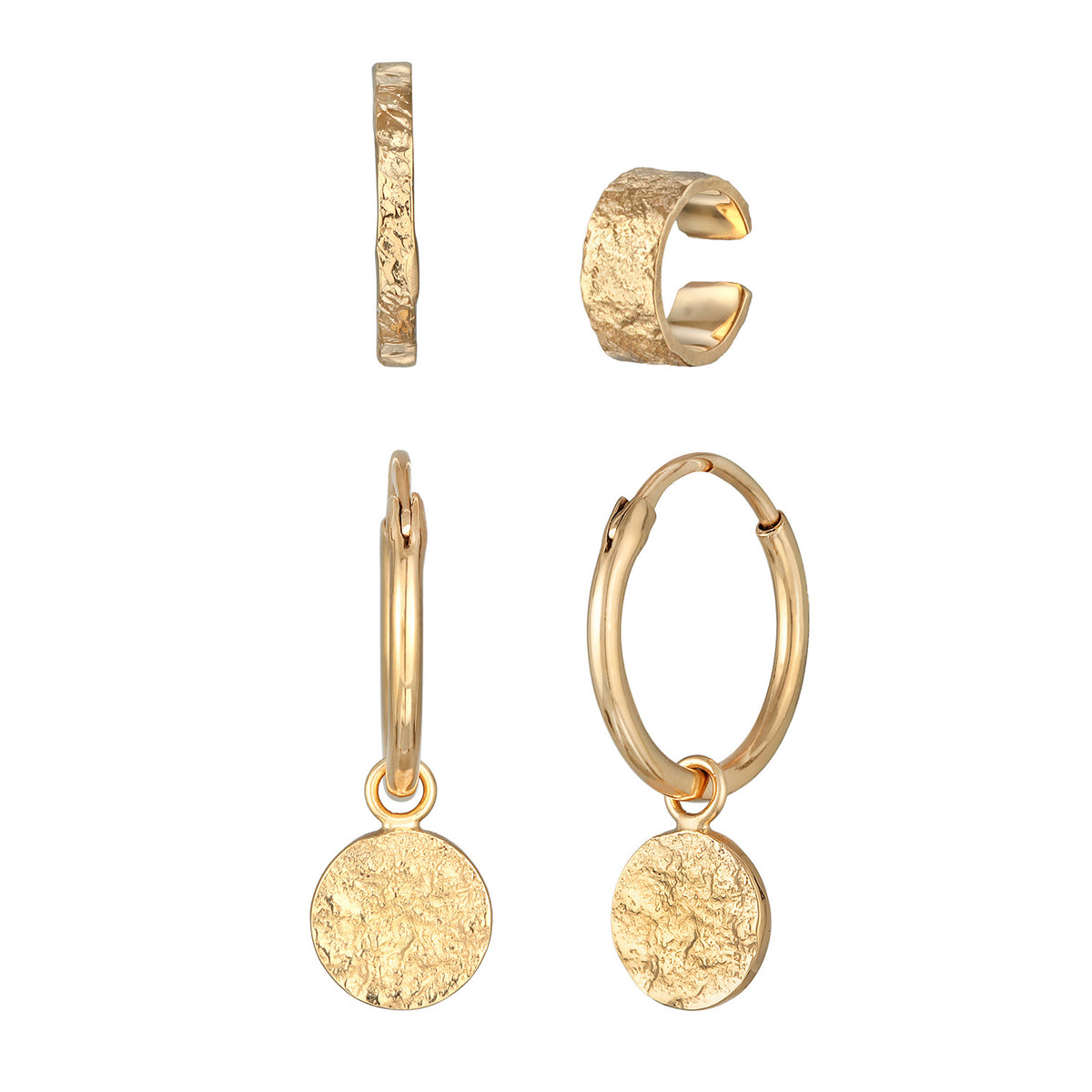 Gold - Elli | Ohrring Set Organic | 925er Sterling Silber Vergoldet