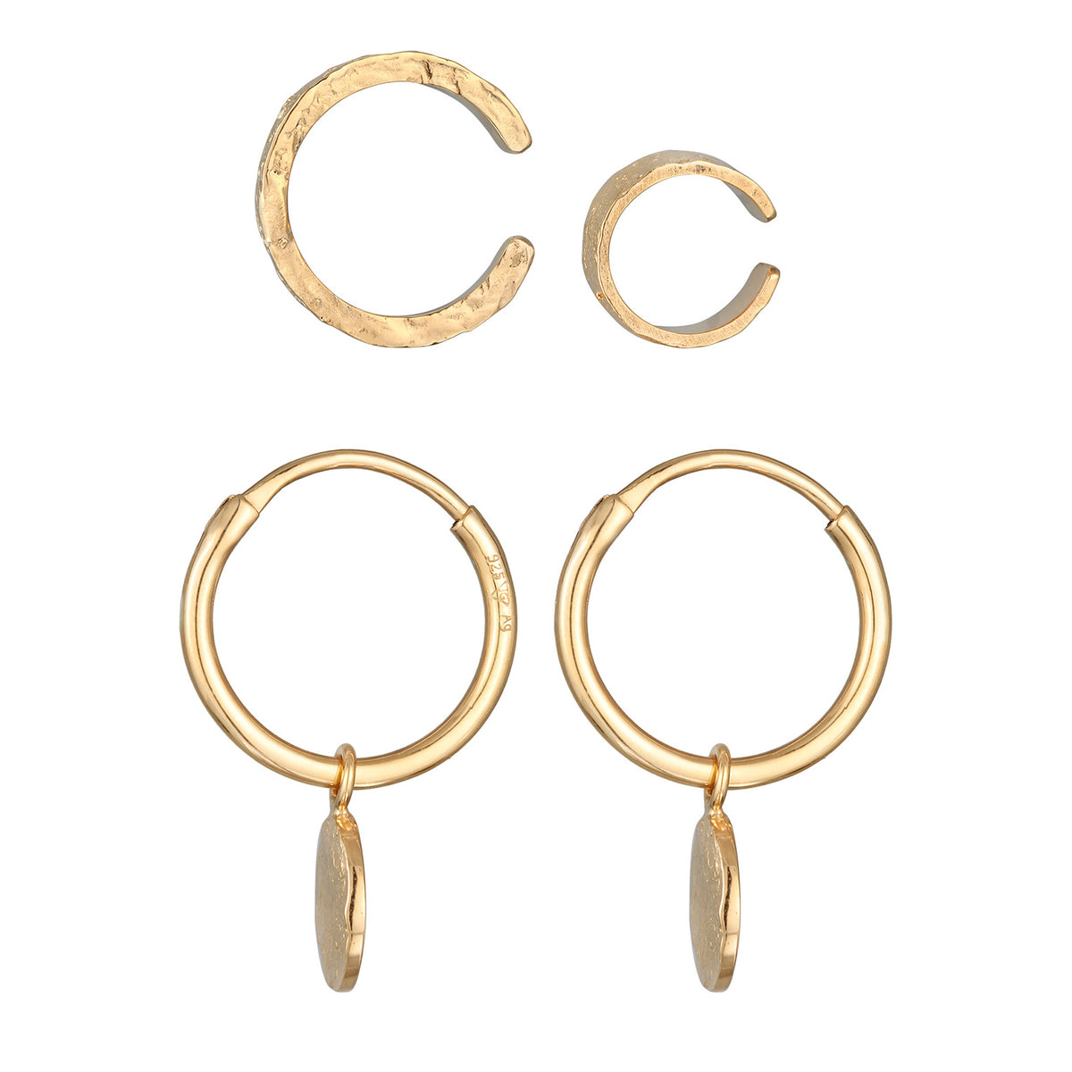 Gold - Elli | Ohrring Set Organic | 925er Sterling Silber Vergoldet