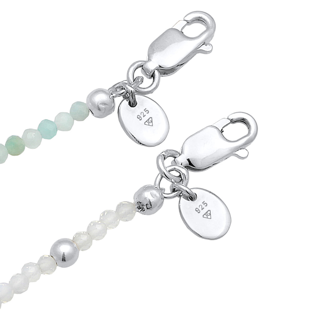 Silber - Elli PREMIUM | ArmbandSet Perlen | Mondstein, Süßwasserzuchtperle | 925er Sterling Silber