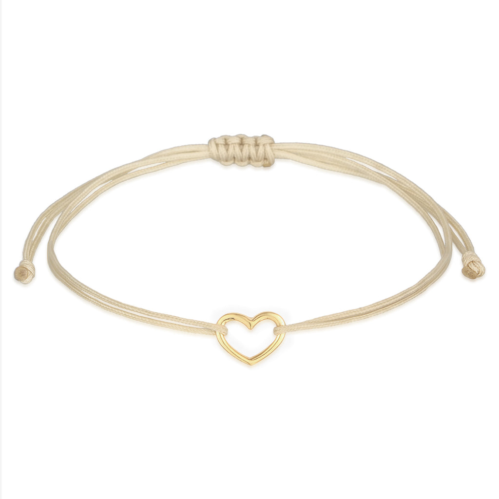Gold - Elli | Armband Herz | Nylon | 925er Sterling Silber Vergoldet