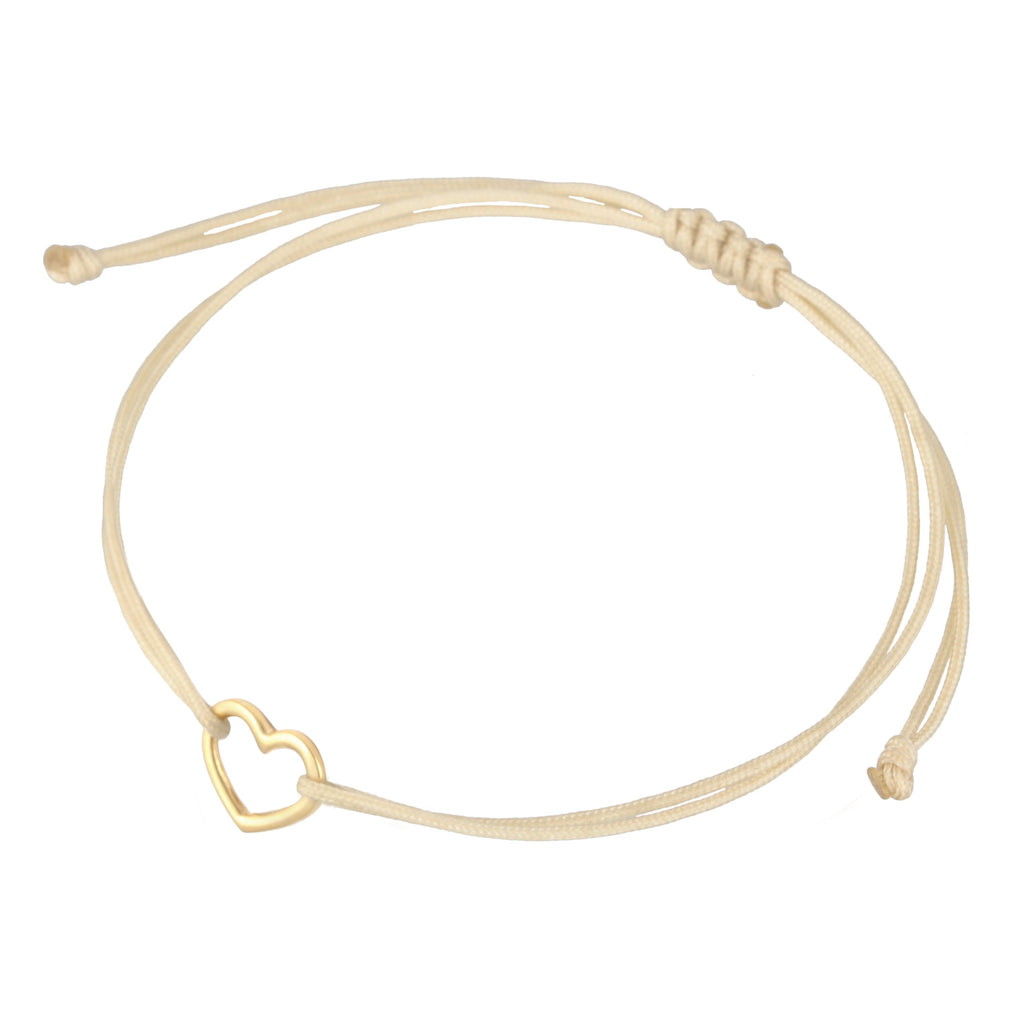 Gold - Elli | Armband Herz | Nylon | 925er Sterling Silber Vergoldet