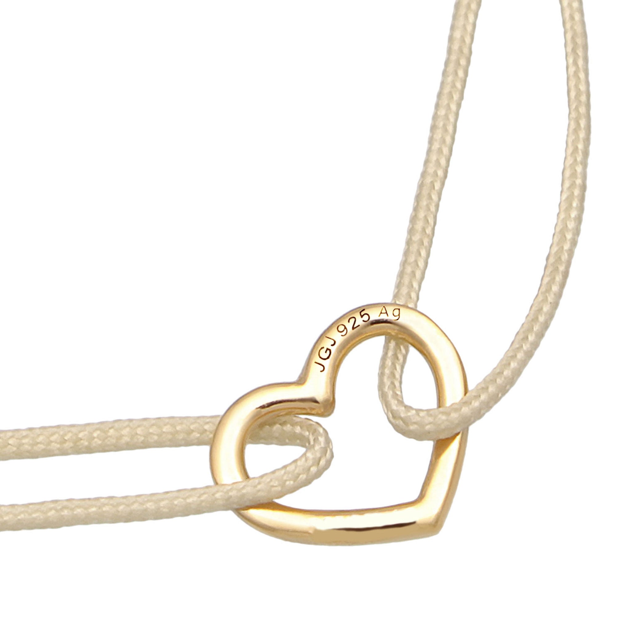 Gold - Elli | Armband Herz | Nylon | 925er Sterling Silber Vergoldet