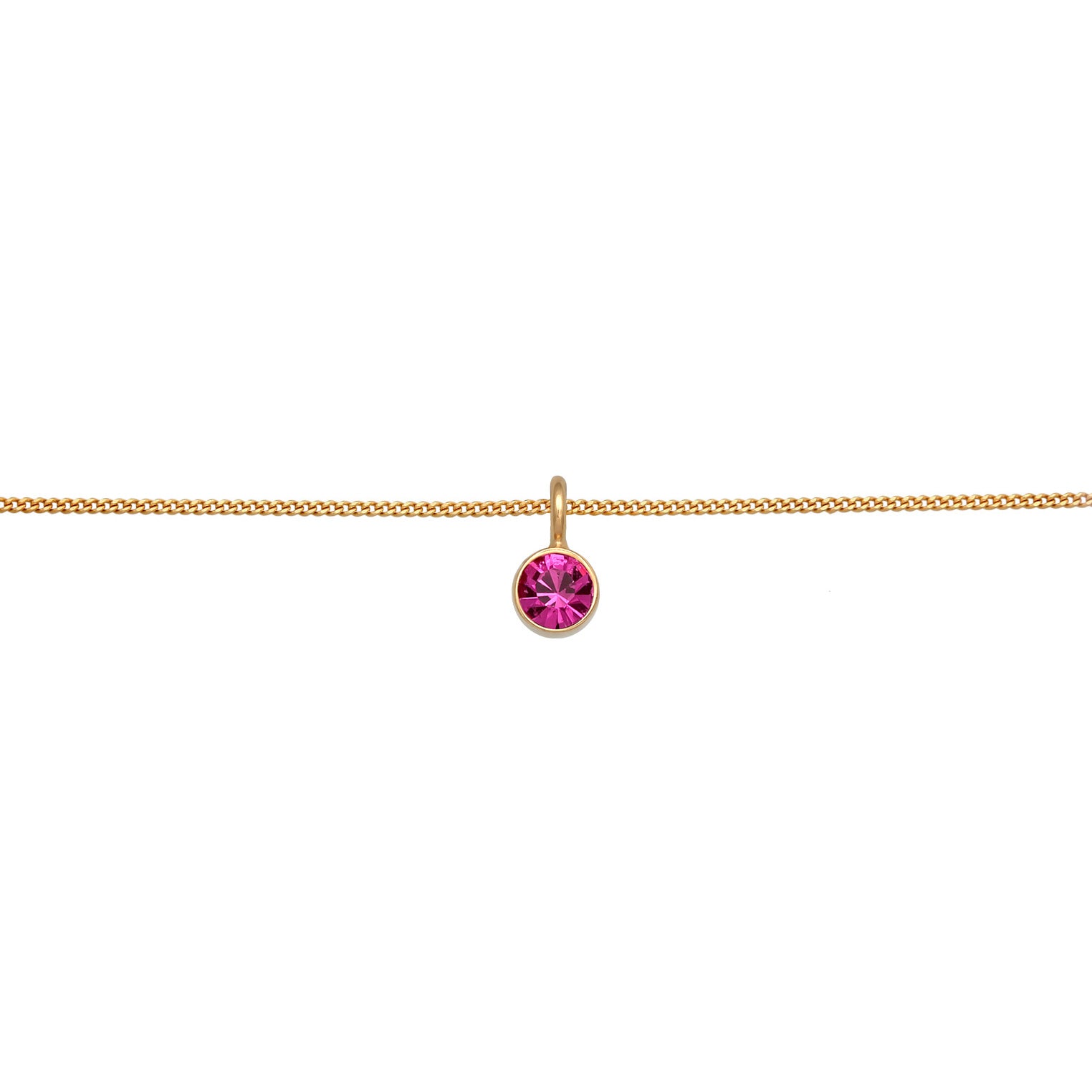 Gold - Elli | Choker Solitär | Kristall (Rot) | 925er Sterling Silber Vergoldet