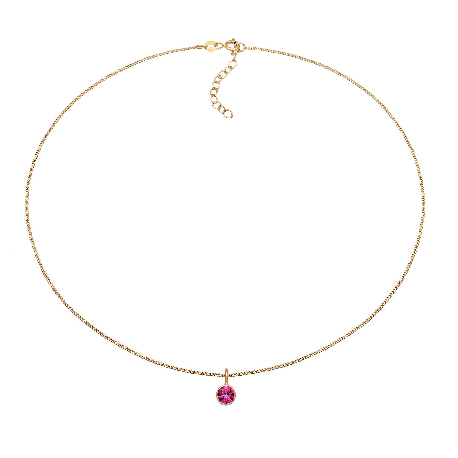 Gold - Elli | Choker Solitär | Kristall (Rot) | 925er Sterling Silber Vergoldet