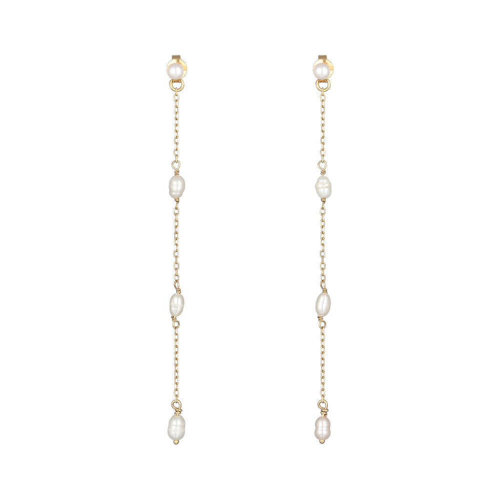 Gold - Elli PREMIUM | Ohrhänger Elegant | Süßwasserzuchtperle | 925er Sterling Silber Vergoldet