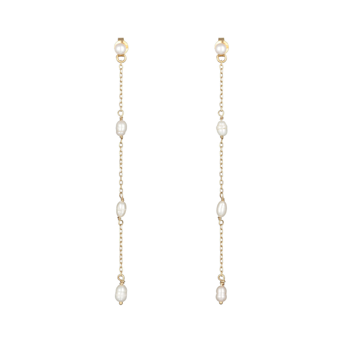 Gold - Elli PREMIUM | Ohrhänger Elegant | Süßwasserzuchtperle | 925er Sterling Silber Vergoldet