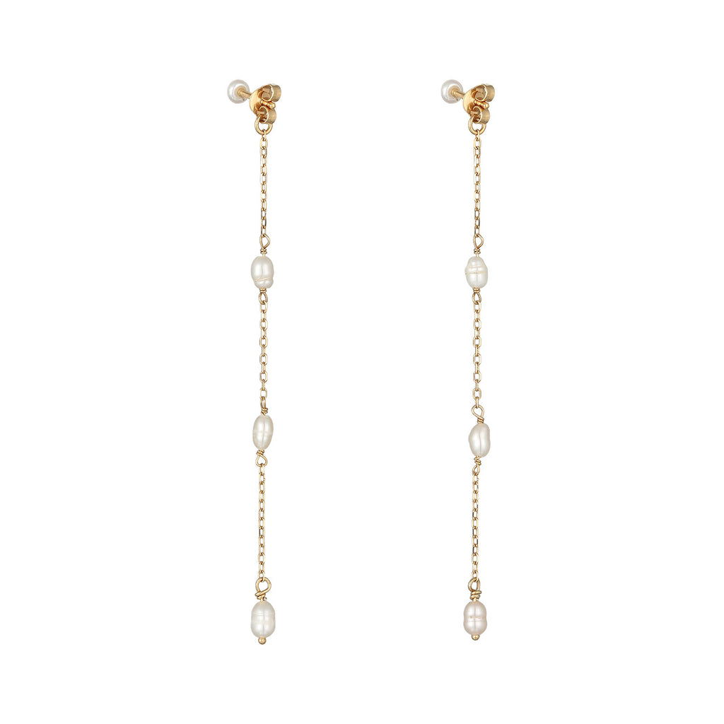 Gold - Elli PREMIUM | Ohrhänger Elegant | Süßwasserzuchtperle | 925er Sterling Silber Vergoldet