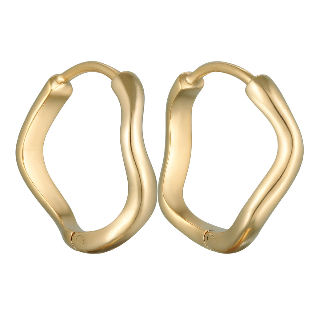 Gold - Elli | Creolen Organic Welle | 925er Sterling Silber Vergoldet