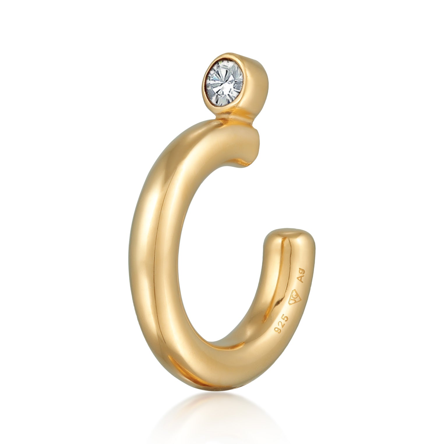 Gold - Elli | Earcuff Basique | Mit Kristallen von Swarovski® (Weiß) | 925er Sterling Silber Vergoldet