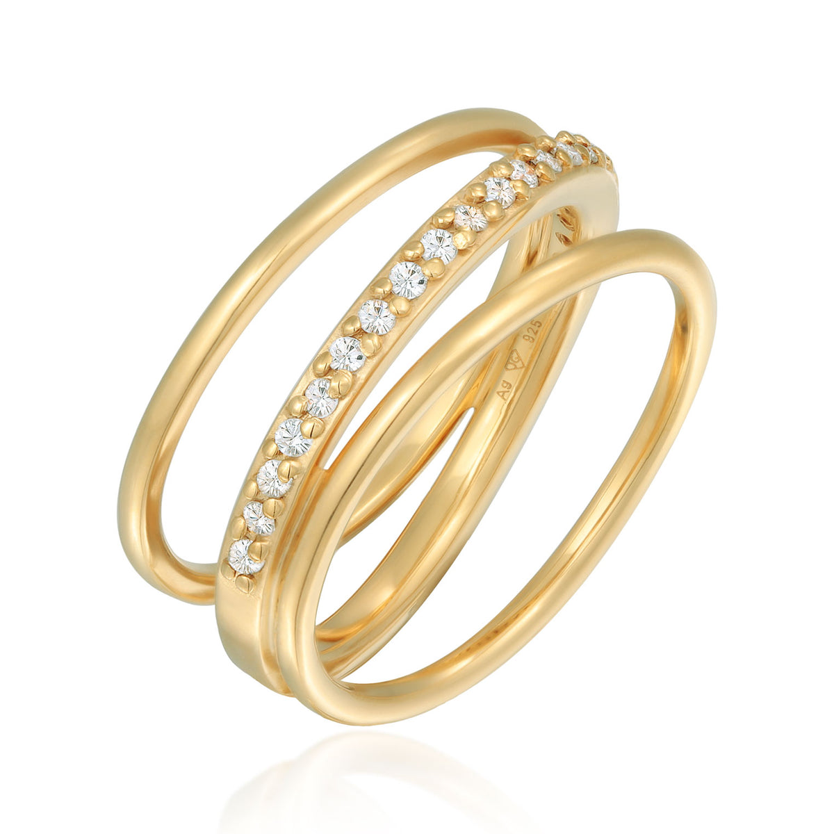 Gold - Elli | Wickelring | Zirkonia (Weiß) | 925er Sterling Silber Vergoldet