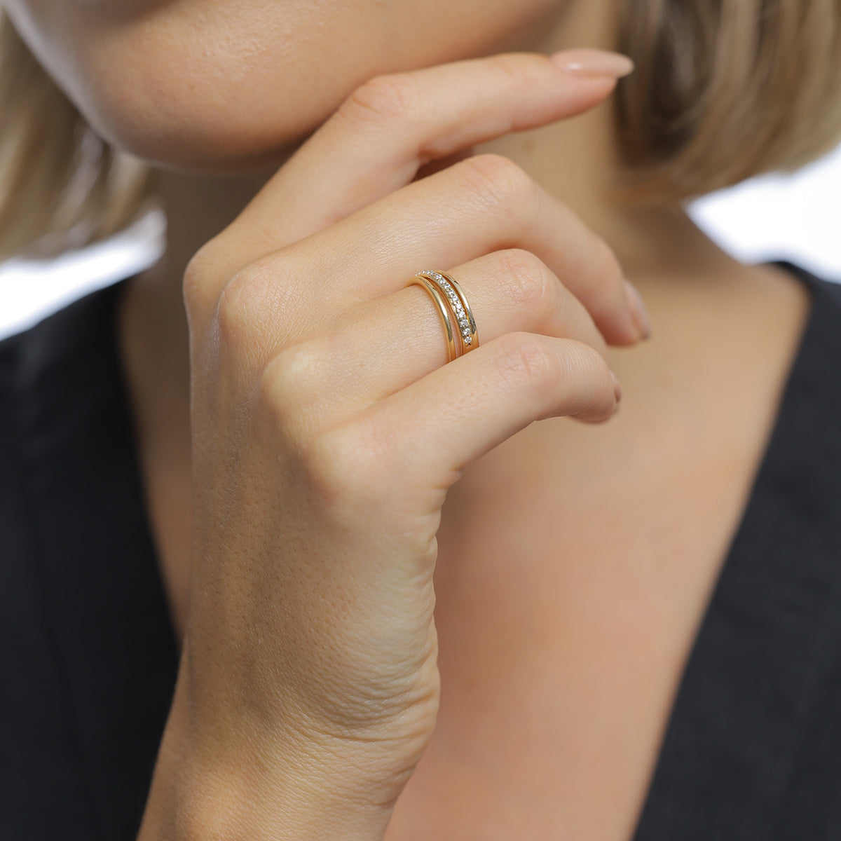 Gold - Elli | Wickelring | Zirkonia (Weiß) | 925er Sterling Silber Vergoldet