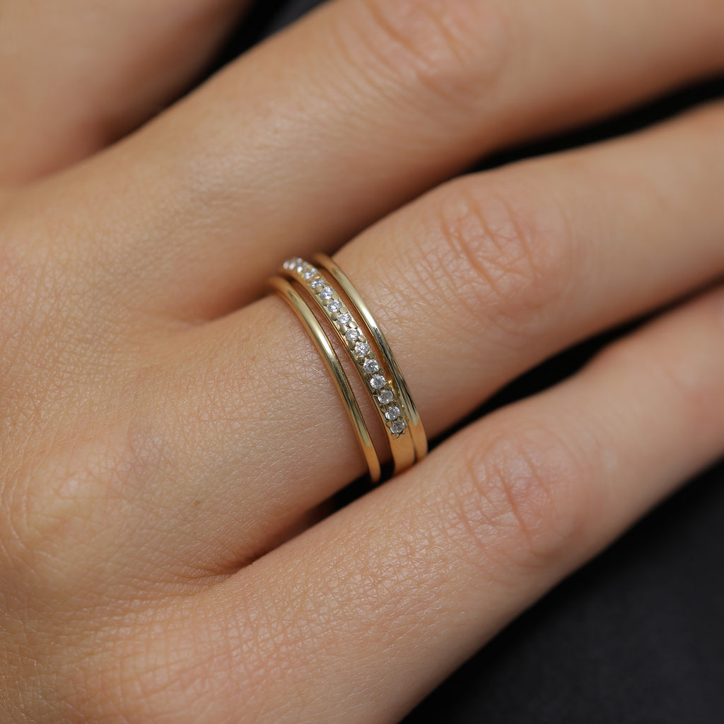 Gold - Elli | Wickelring | Zirkonia (Weiß) | 925er Sterling Silber Vergoldet