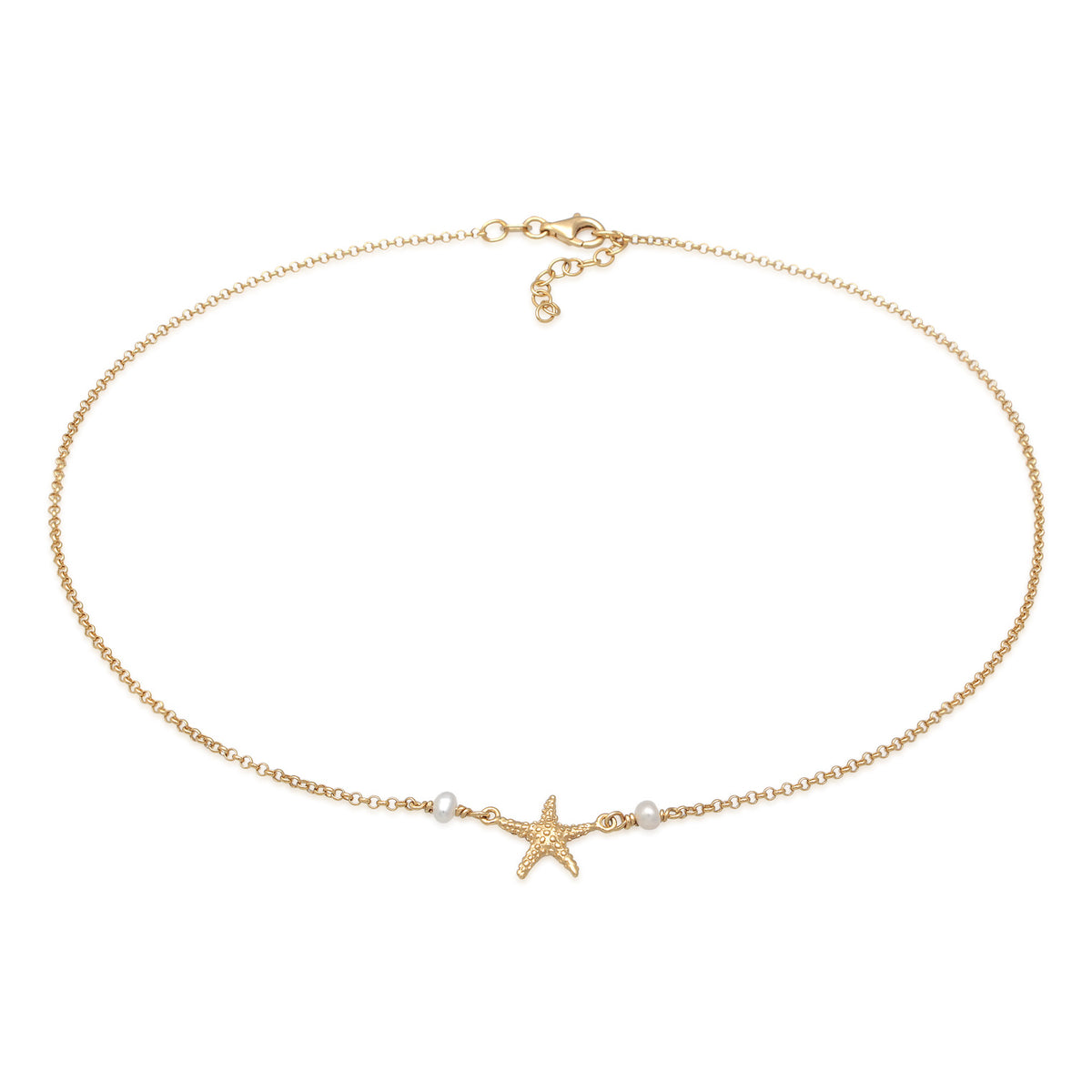 Gold - Elli | Choker Seestern | Süßwasserzuchtperle | 925er Sterling Silber Vergoldet