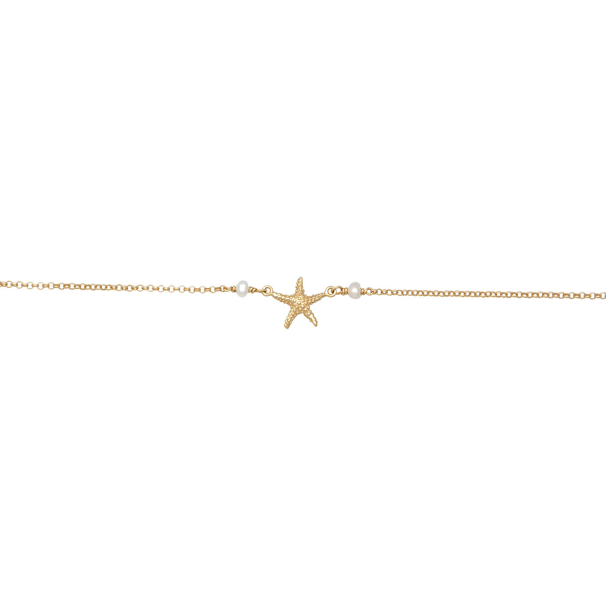 Gold - Elli | Choker Seestern | Süßwasserzuchtperle | 925er Sterling Silber Vergoldet