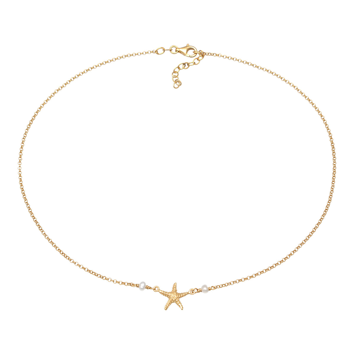 Gold - Elli | Choker Seestern | Süßwasserzuchtperle | 925er Sterling Silber Vergoldet