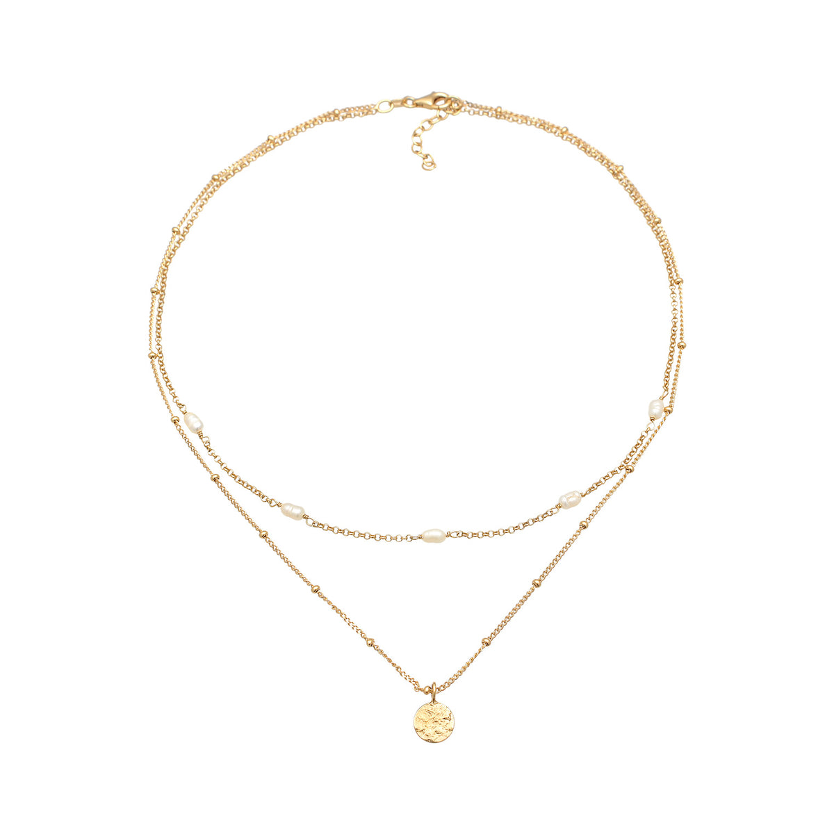 Gold - Elli | Layer-Choker | Süßwasserzuchtperle | 925er Sterling Silber