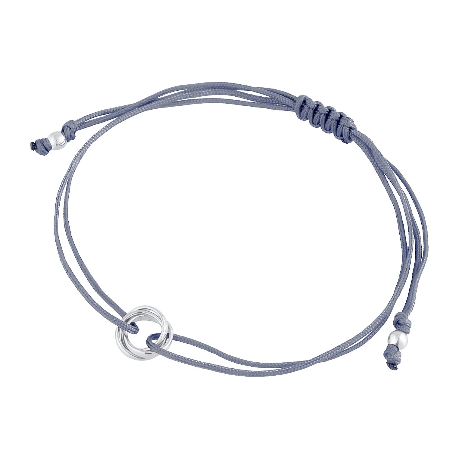 Hellblau - Elli | Armband Kreis | Nylon (Grau) | 925er Sterling Silber