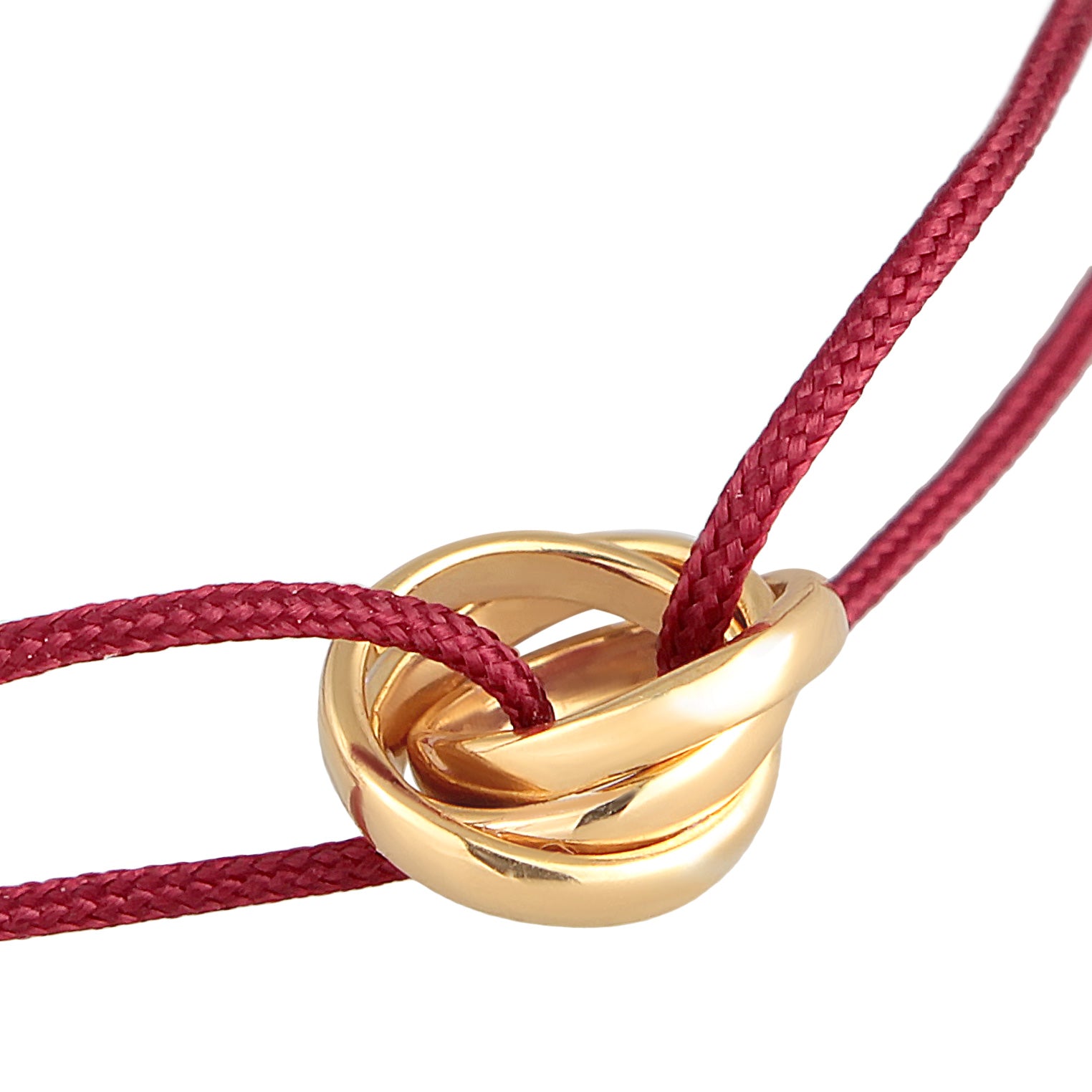 Dunkelrot - Elli | Armband Kreis | Nylon (Rot) | 925er Sterling Silber Vergoldet