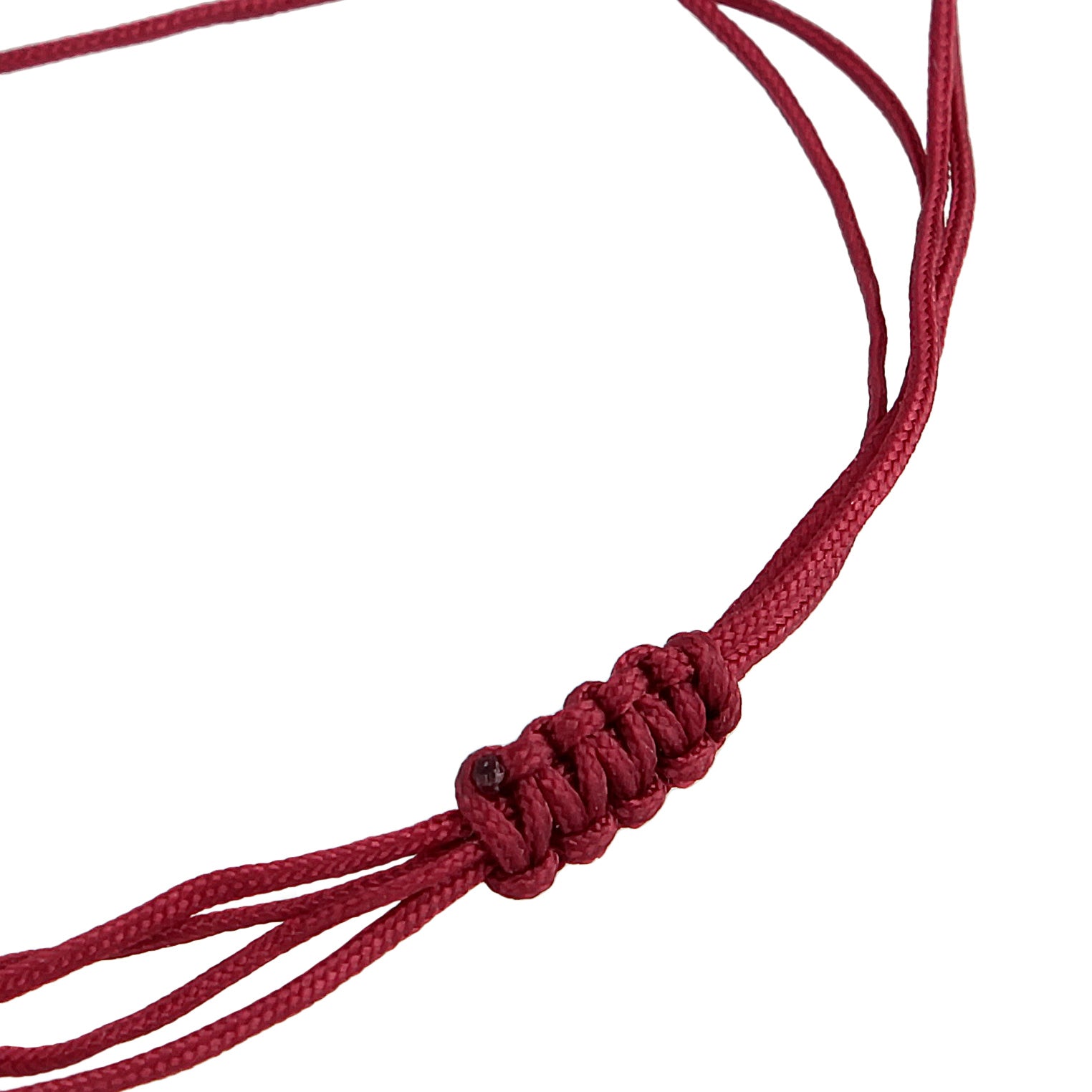 Dunkelrot - Elli | Armband Kreis | Nylon (Rot) | 925er Sterling Silber Vergoldet