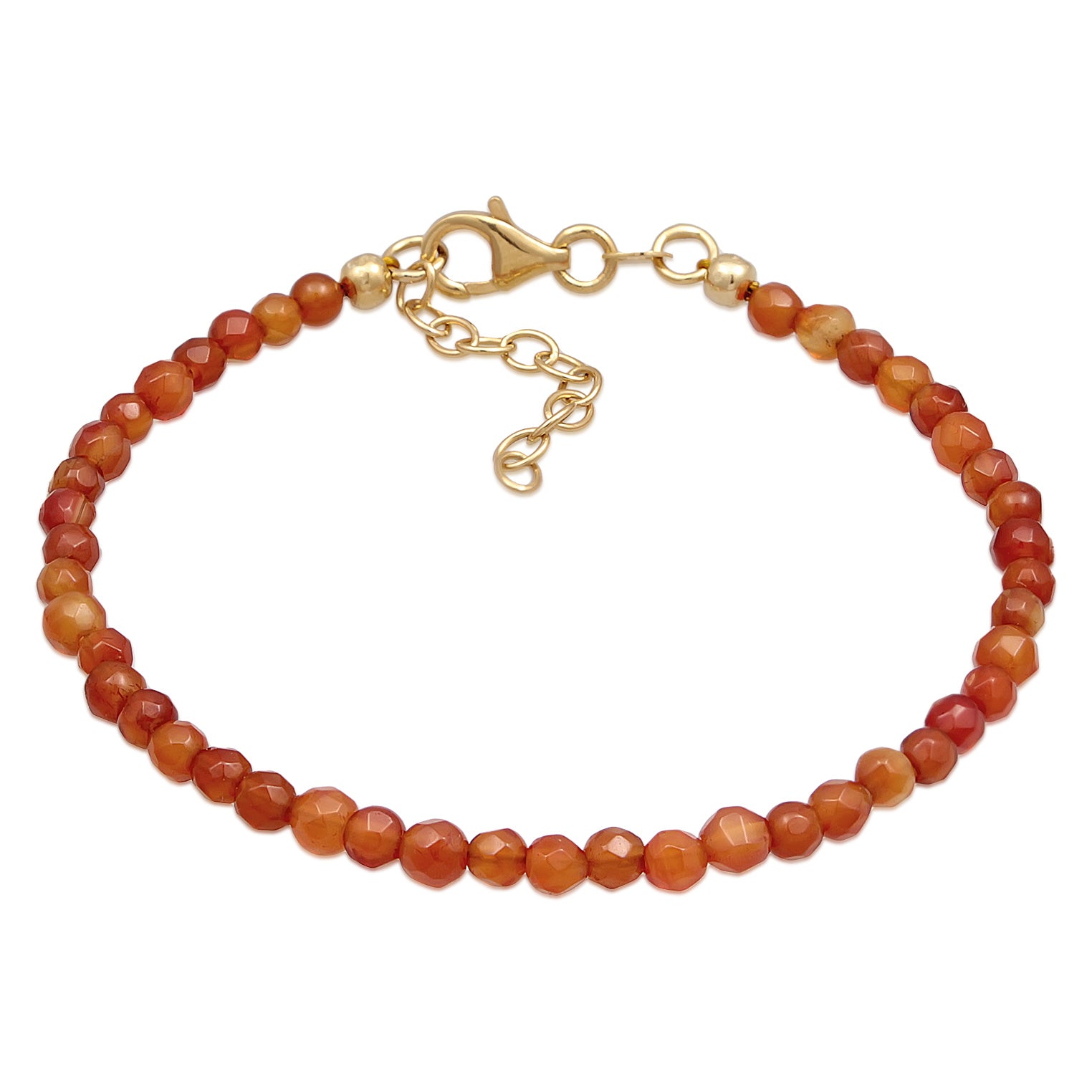 Orange - Elli | Armband Beads | Achat Perlen | 925er Sterling Silber Vergoldet