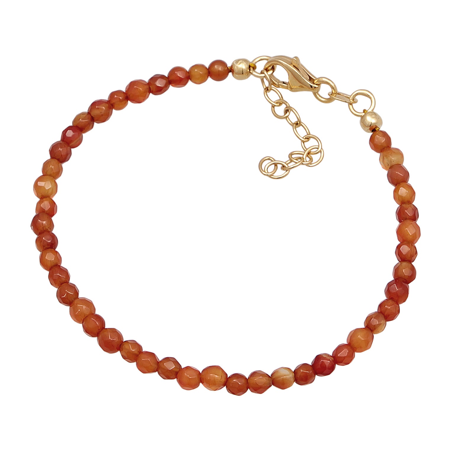 Orange - Elli | Armband Beads | Achat Perlen | 925er Sterling Silber Vergoldet