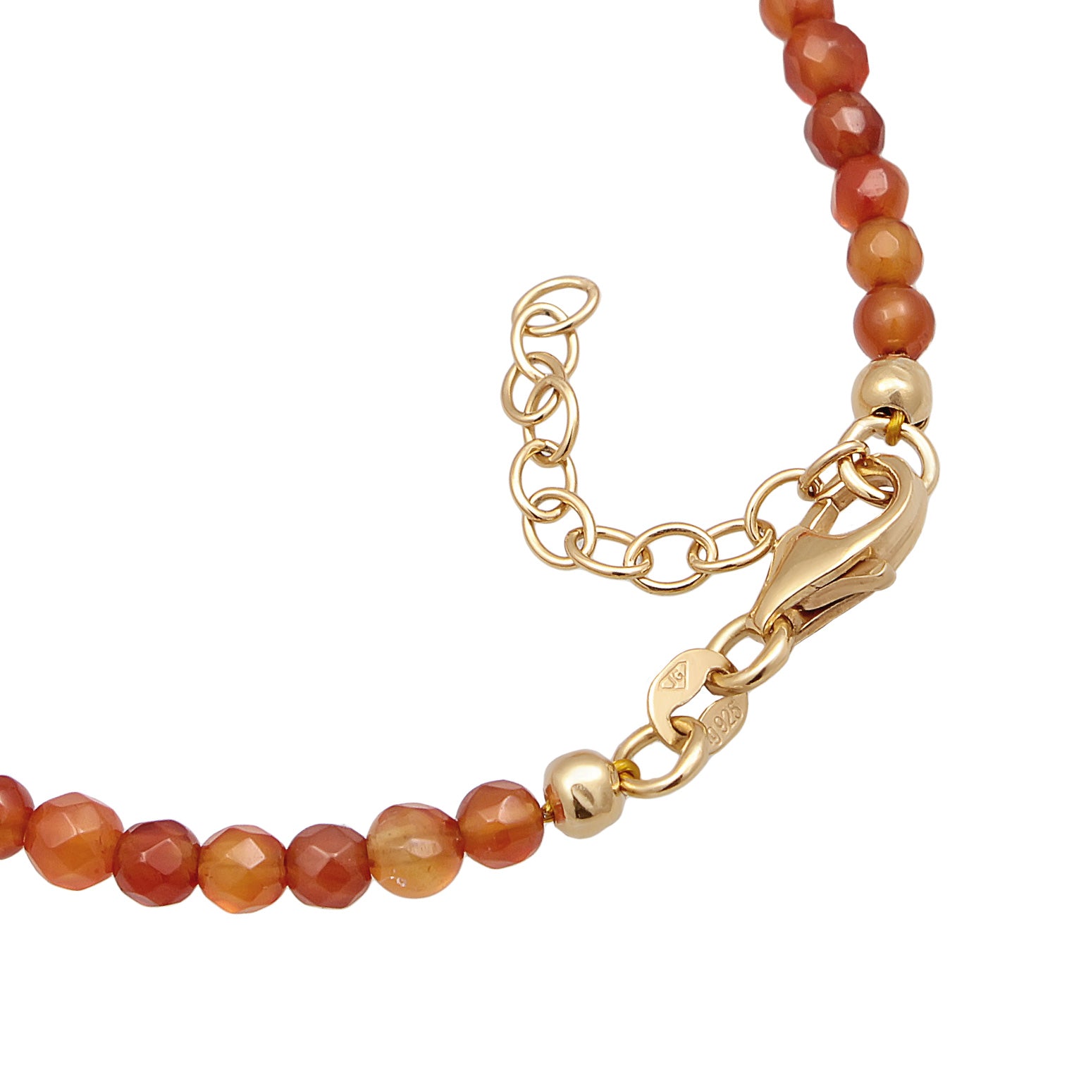 Orange - Elli | Armband Beads | Achat Perlen | 925er Sterling Silber Vergoldet