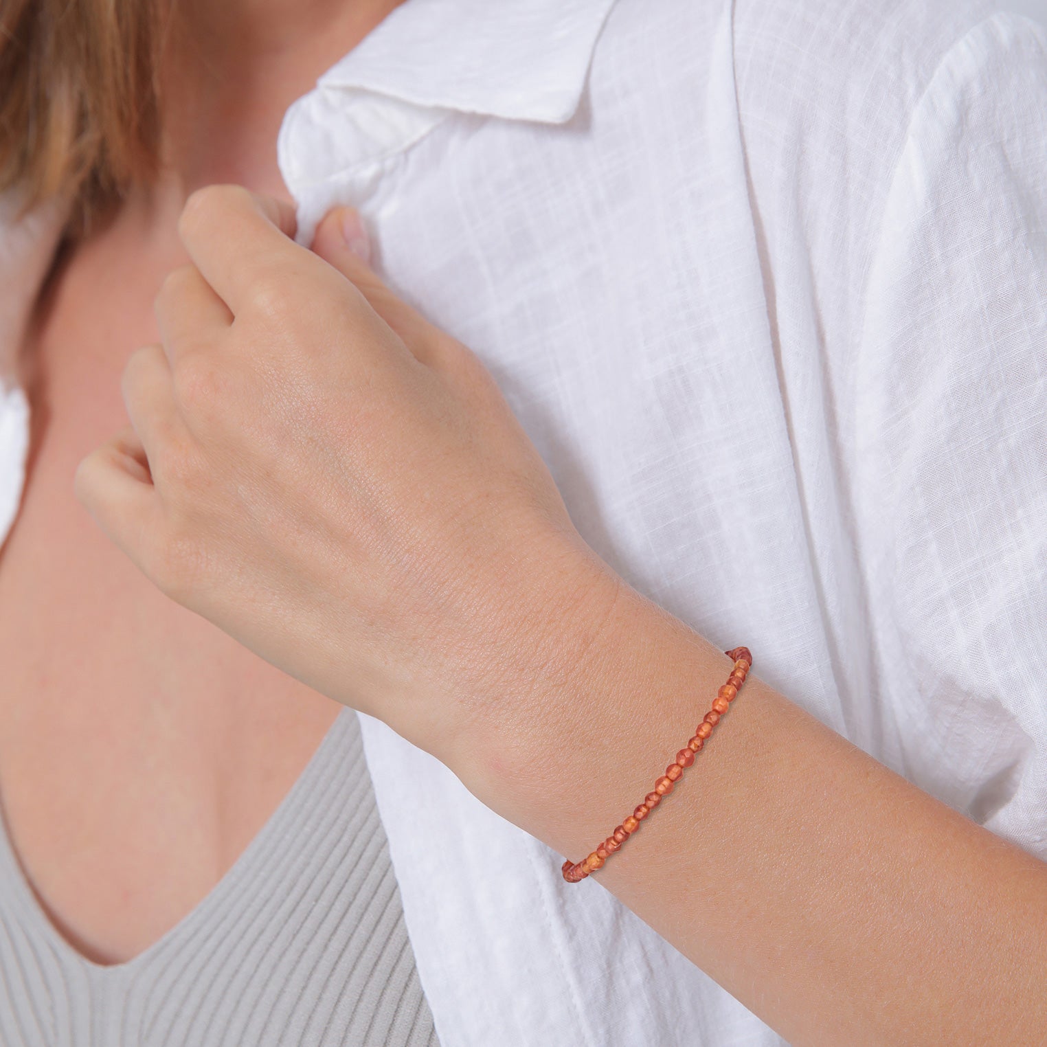 Orange - Elli | Armband Beads | Achat Perlen | 925er Sterling Silber Vergoldet