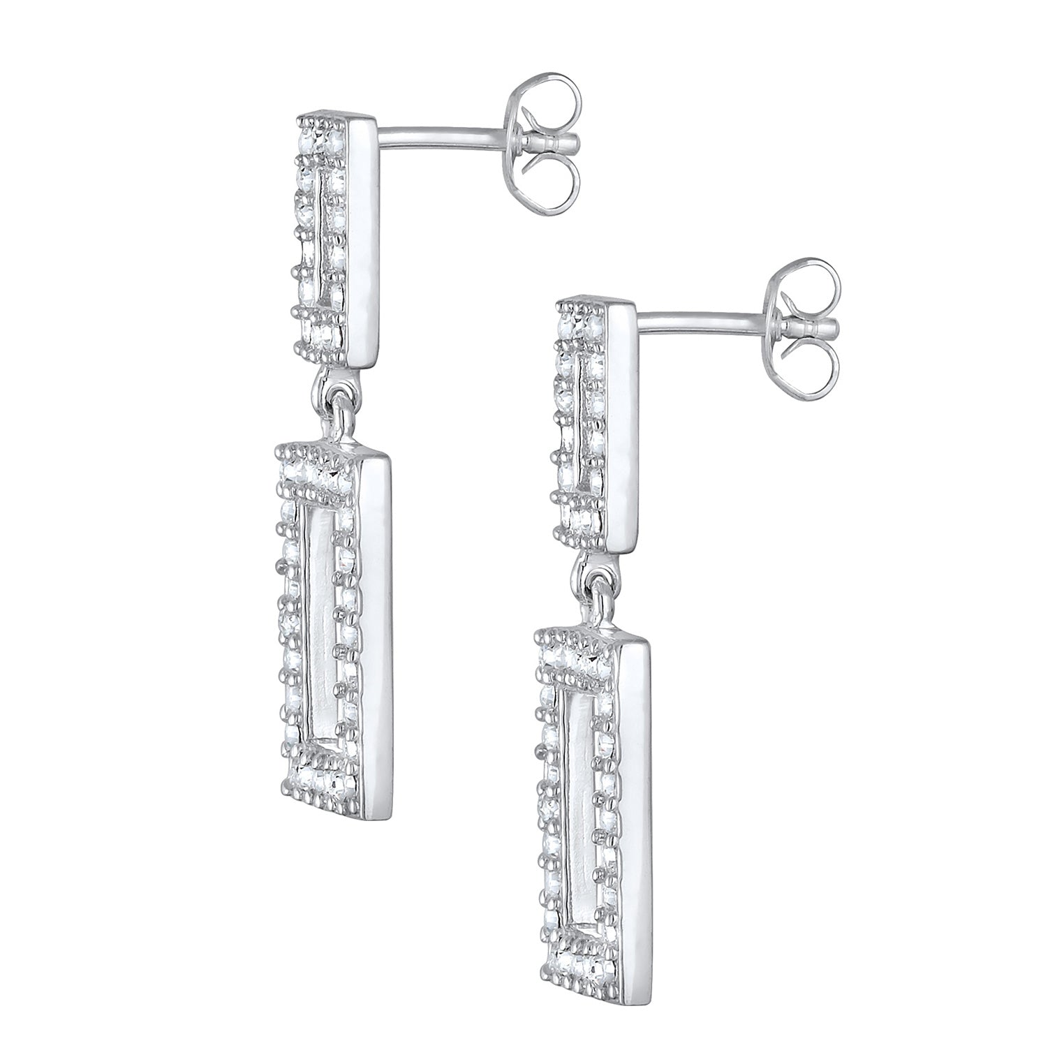 Silber - Elli PREMIUM | Ohrhänger Eckig | Mit Kristallen von Swarovski® (Weiß) | 925er Sterling Silber