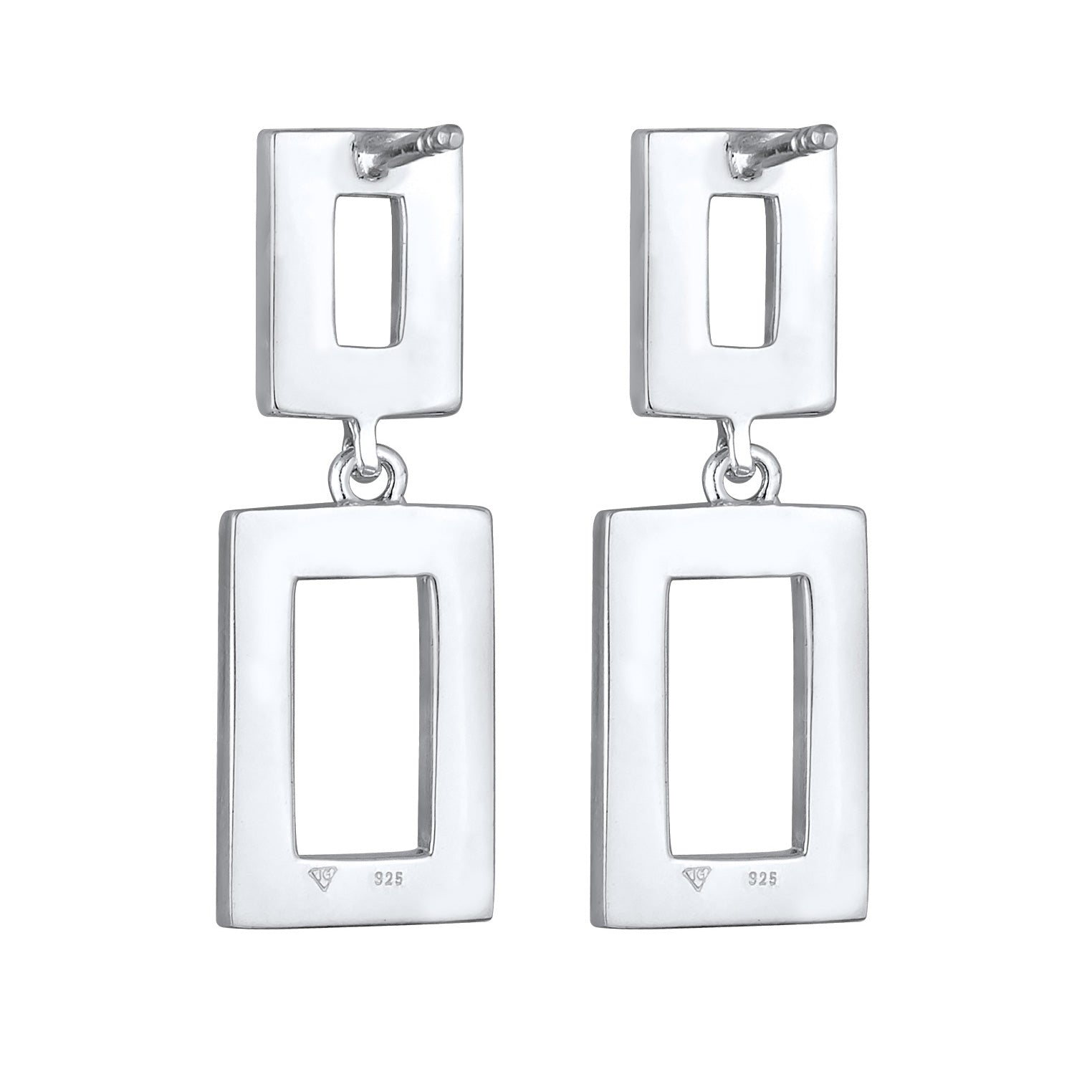 Silber - Elli PREMIUM | Ohrhänger Eckig | Mit Kristallen von Swarovski® (Weiß) | 925er Sterling Silber