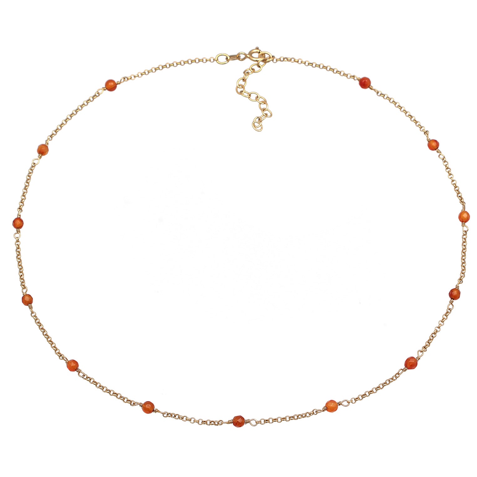 Gold - Elli | Halskette Beads | Achat Perlen | 925er Sterling Silber Vergoldet