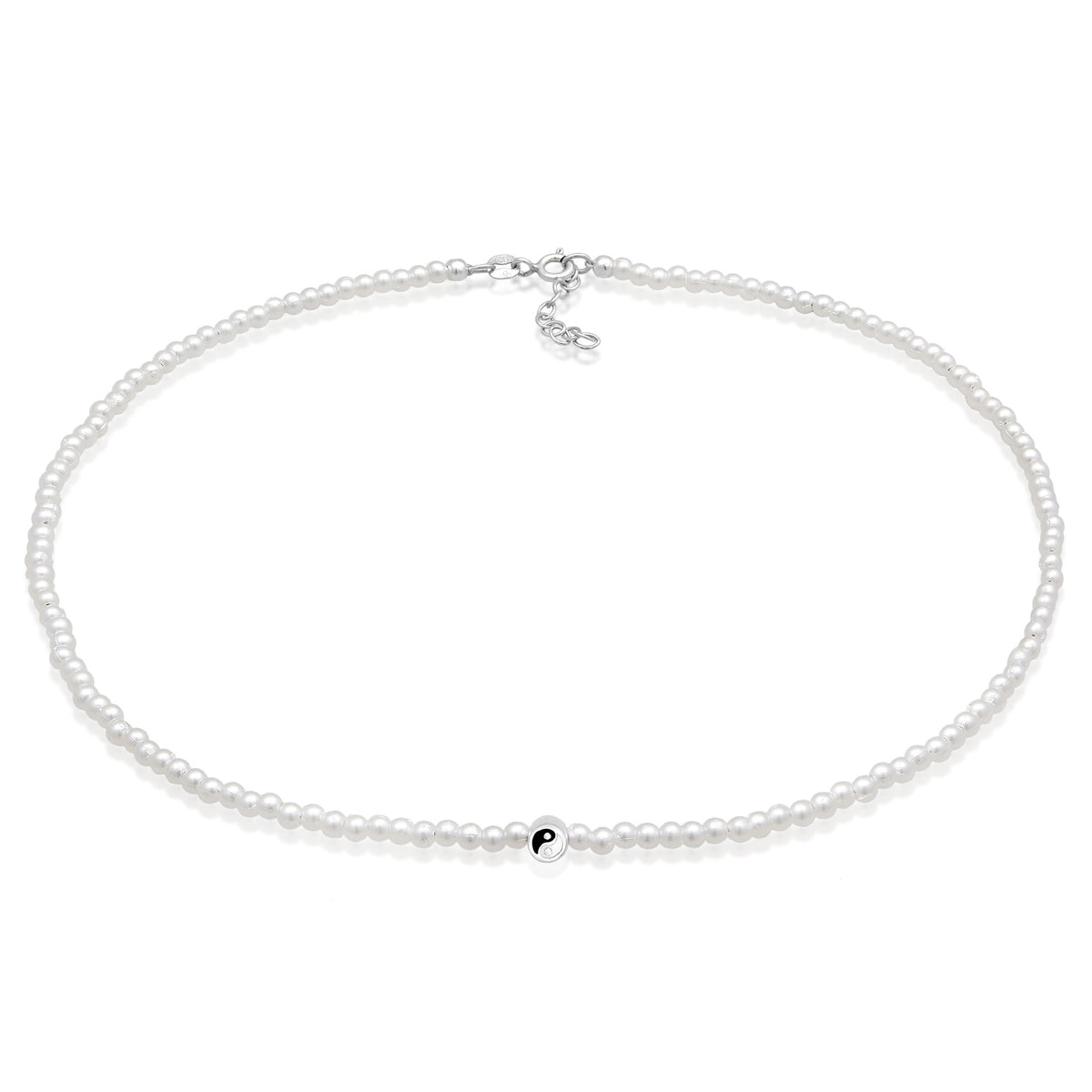 Weiß - Elli | Choker Basique | Synth. Perle | 925er Sterling Silber