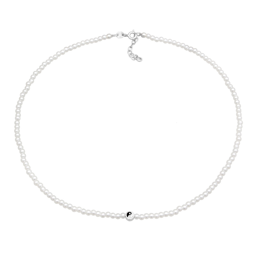 Weiß - Elli | Choker Basique | Synth. Perle | 925er Sterling Silber