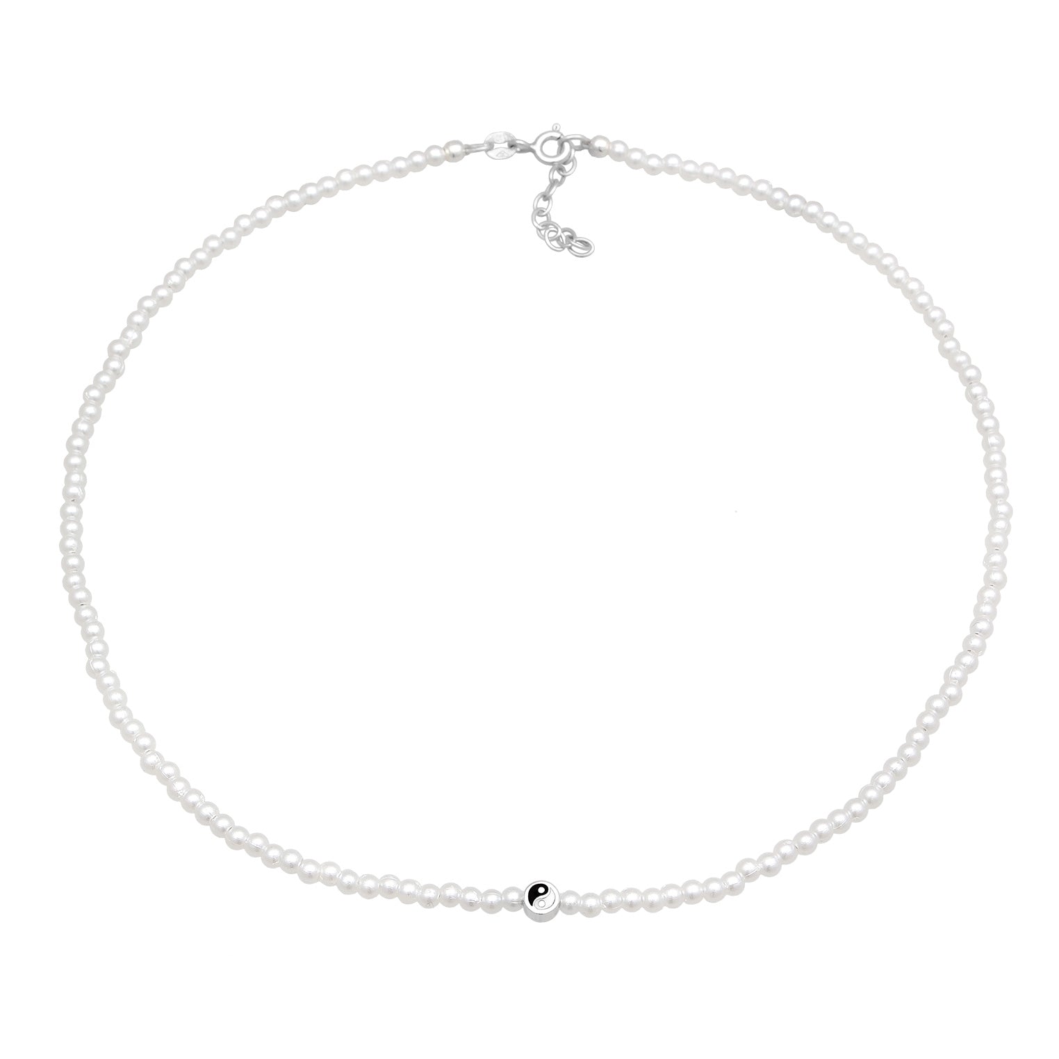 Weiß - Elli | Choker Basique | Synth. Perle | 925er Sterling Silber