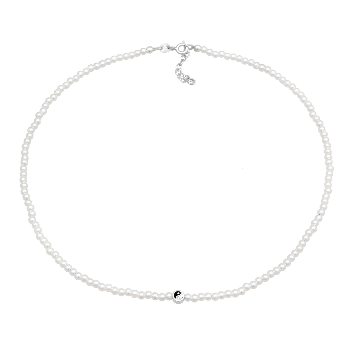 Weiß - Elli | Choker Basique | Synth. Perle | 925er Sterling Silber