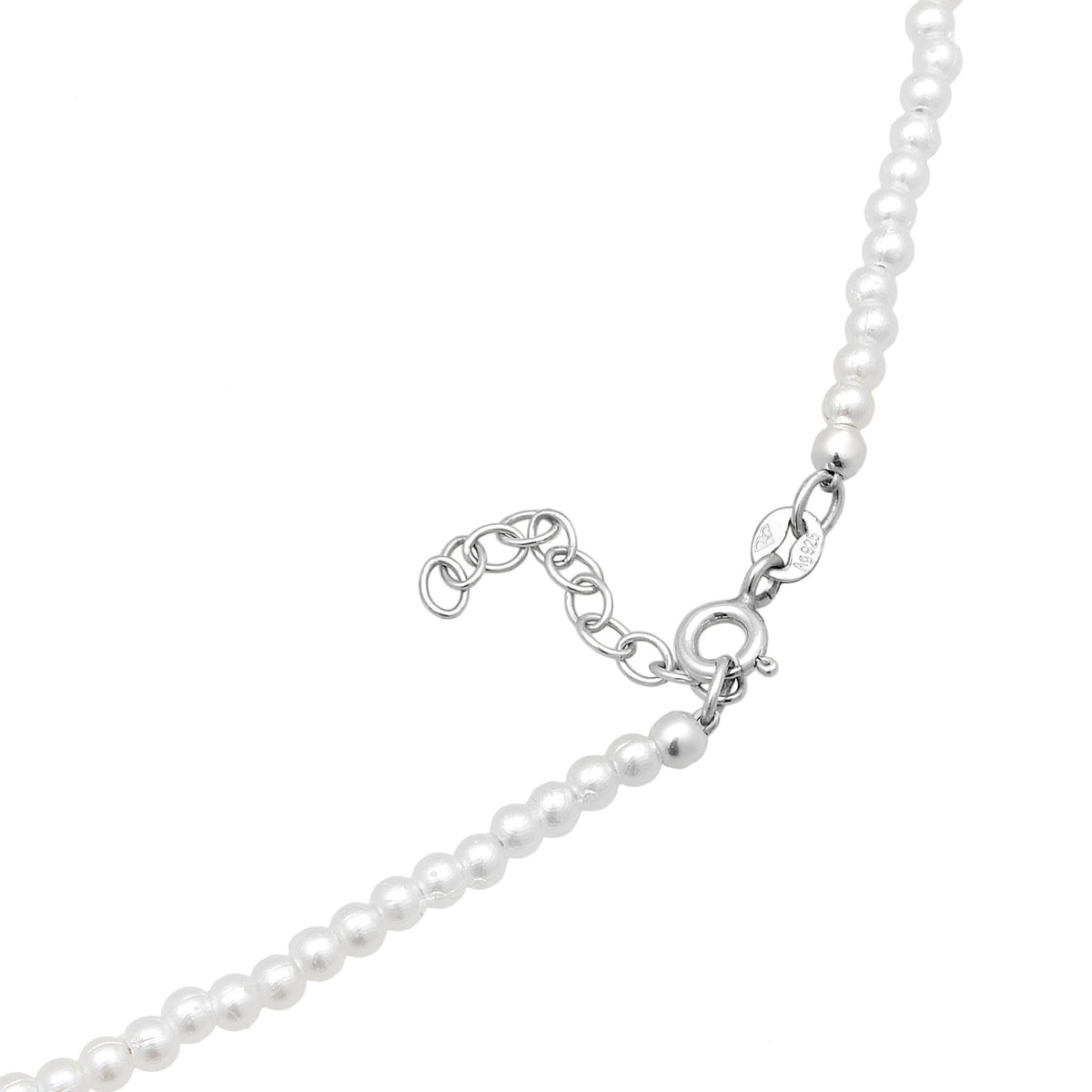 Weiß - Elli | Choker Basique | Synth. Perle | 925er Sterling Silber