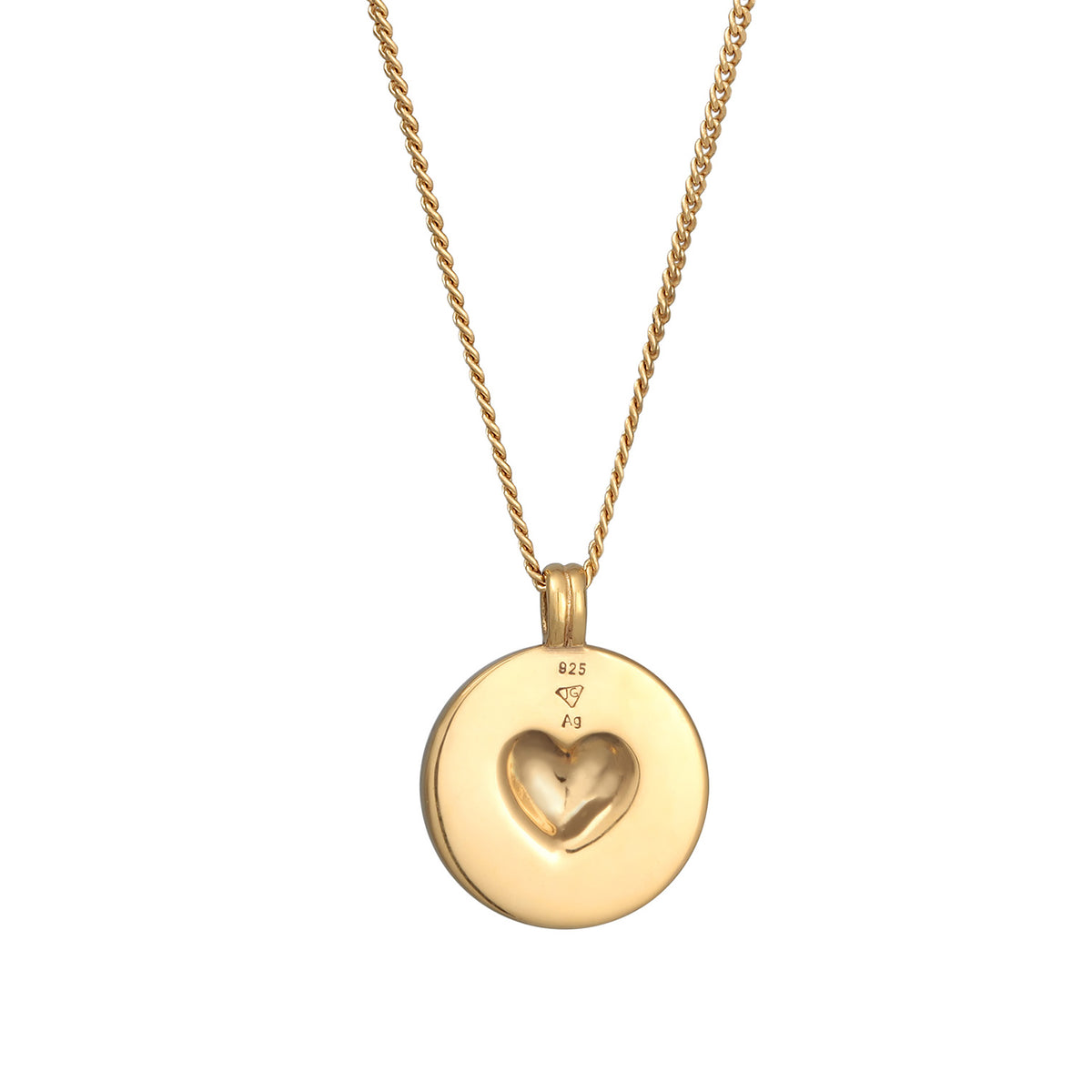 Gold - Elli | Halskette Herz | Emaille (Weiß) | 925er Sterling Silber Vergoldet