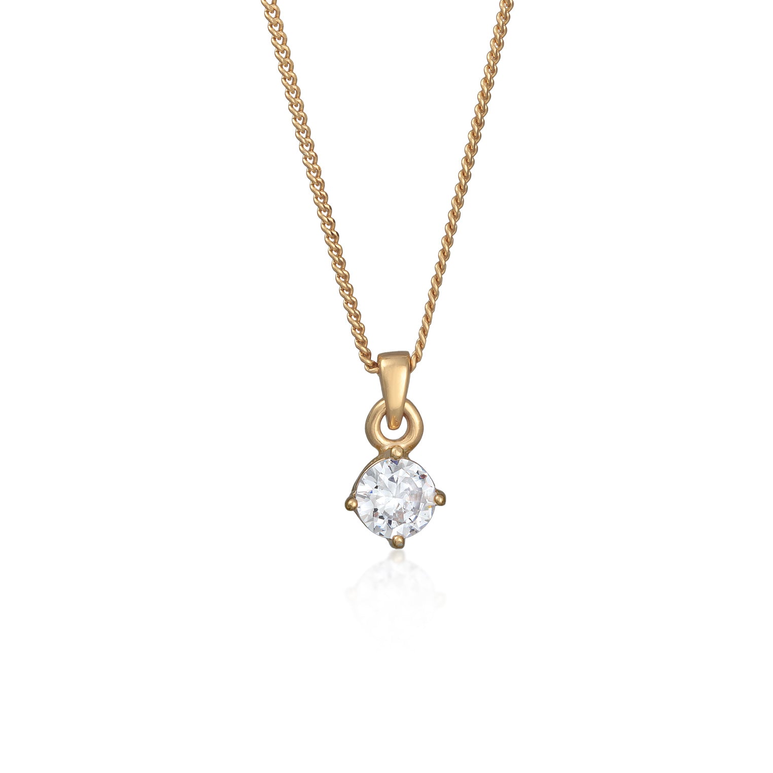Gold - Elli PREMIUM | Halskette Solitär | Moissanit (Weiß) | 925er Sterling Silber Vergoldet