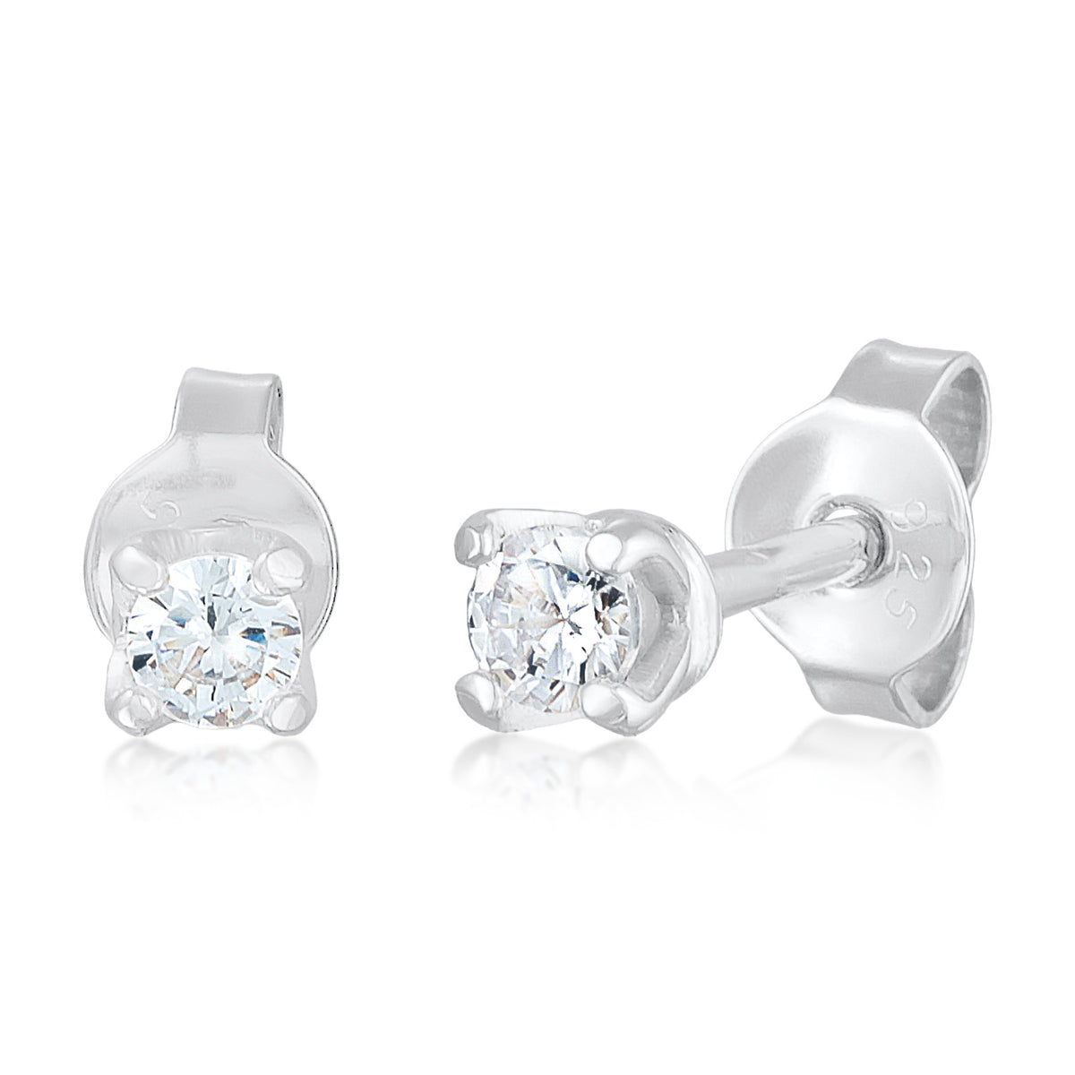 Silber - Elli PREMIUM | Ohrstecker Basique | Kristall (Weiß) | 925er Sterling Silber