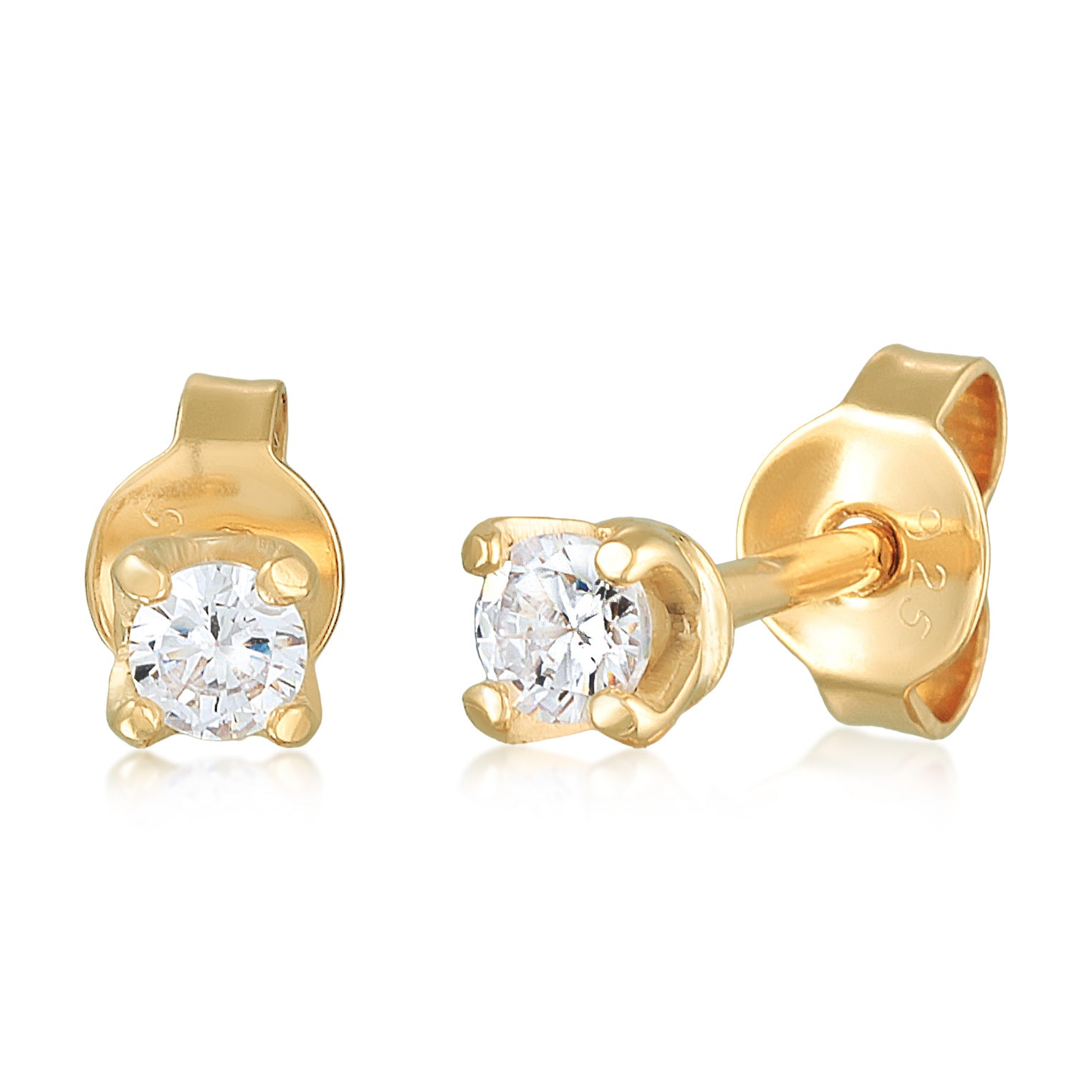 Gold - Elli PREMIUM | Ohrstecker Basique | Kristall (Weiß) | 925er Sterling Silber Vergoldet