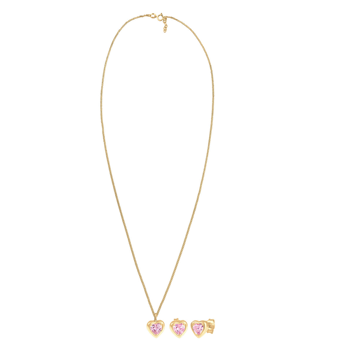 Gold - Elli | SchmuckSet Herz | Zirkonia (Rosa) | 925er Sterling Silber Vergoldet