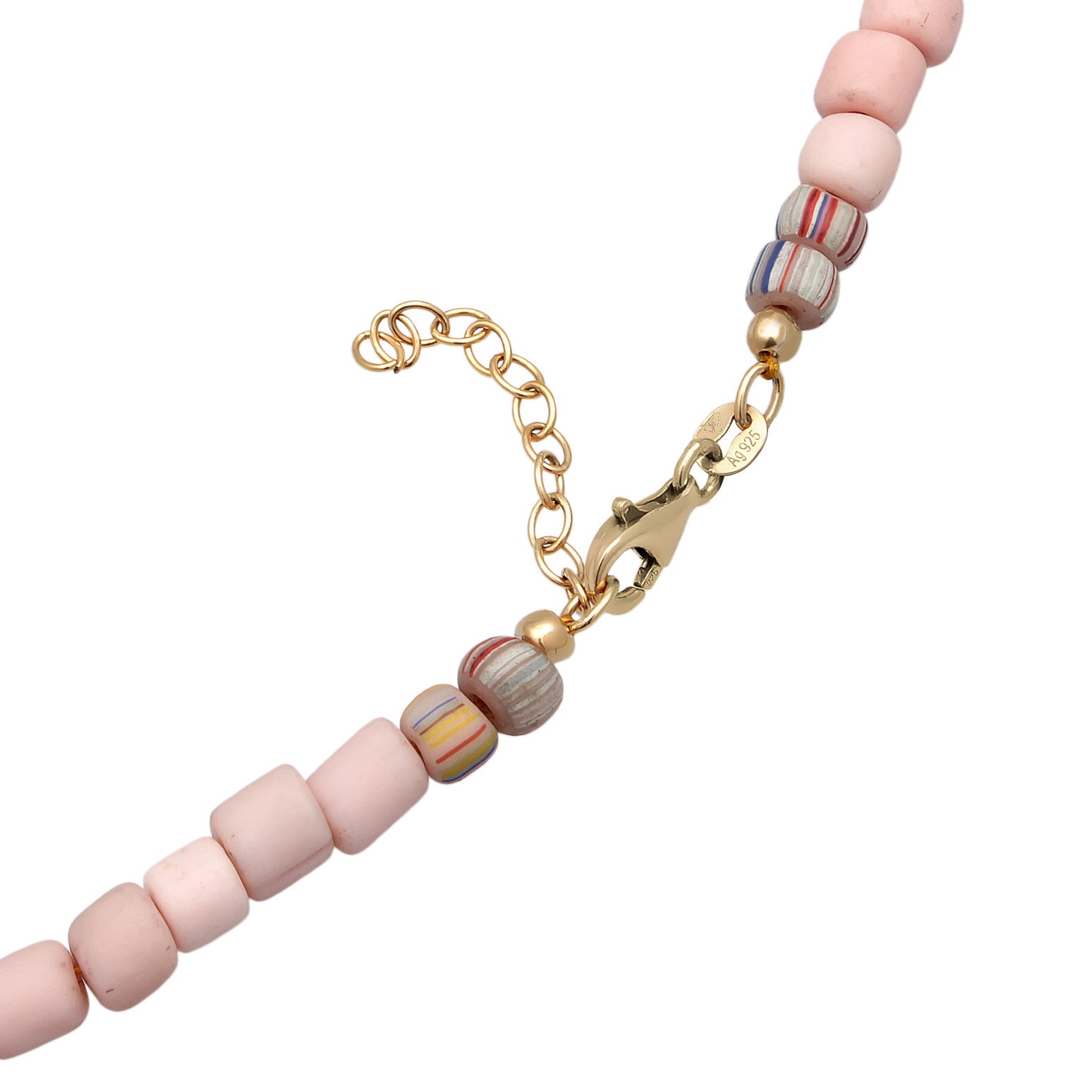 Pink - Elli | Halskette Kauri Muschel Beads | 925er Sterling Silber Vergoldet