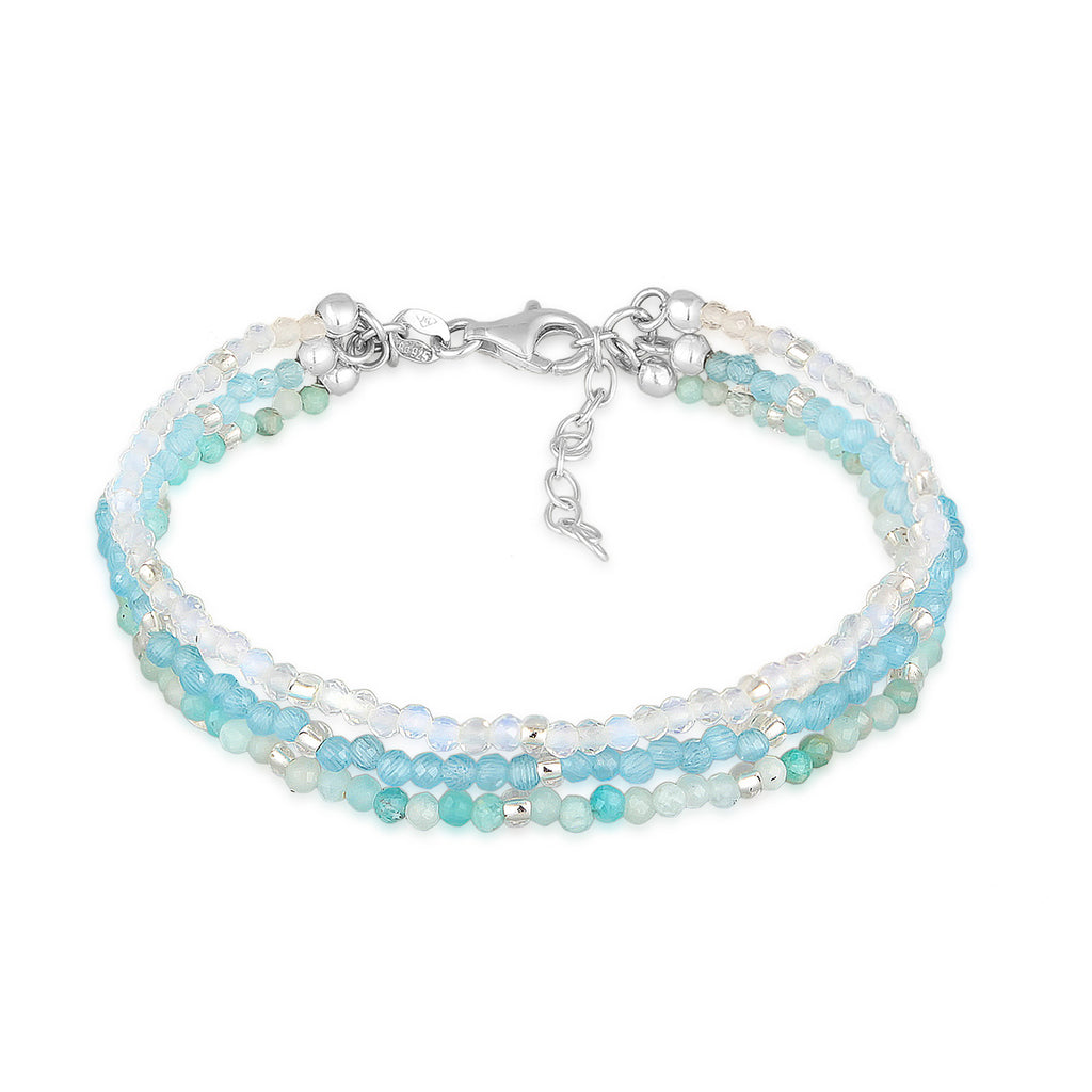 Hellblau - Elli PREMIUM | Layer-Armband Beads | 925er Sterling Silber