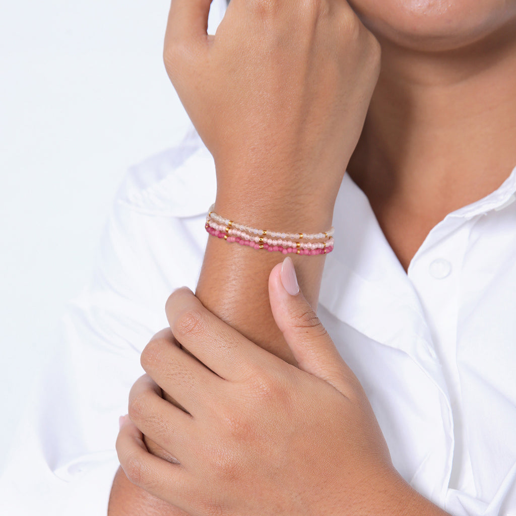 Rosa - Elli PREMIUM | Layer-Armband Beads | 925er Sterling Silber Vergoldet