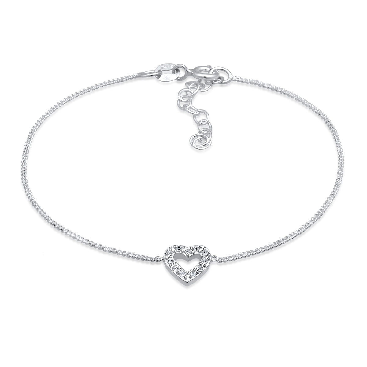 Silber - Elli | Armband Herz | Mit Kristallen von Swarovski® (Weiß) | 925er Sterling Silber
