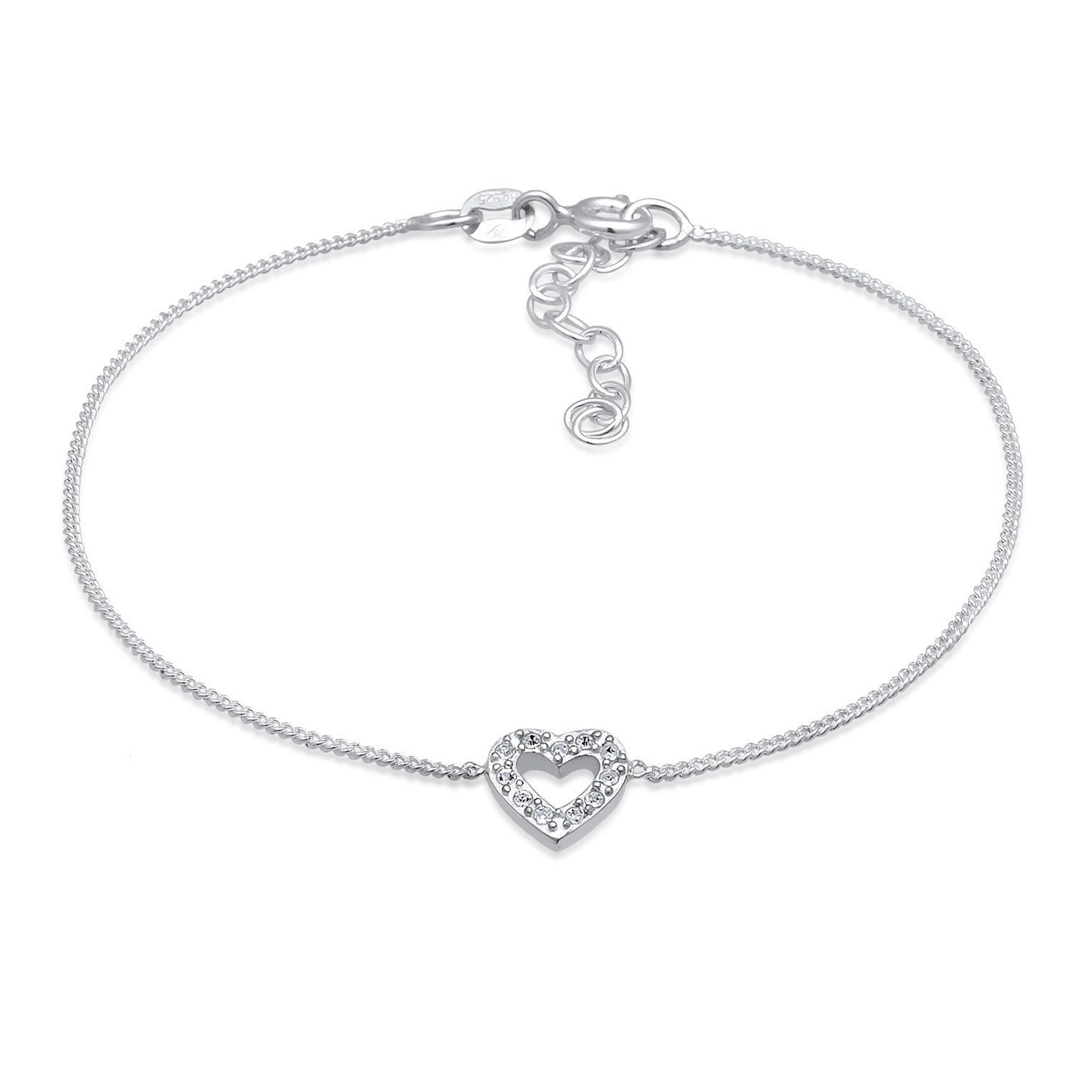 Silber - Elli | Armband Herz | Kristall (Weiß) | 925er Sterling Silber