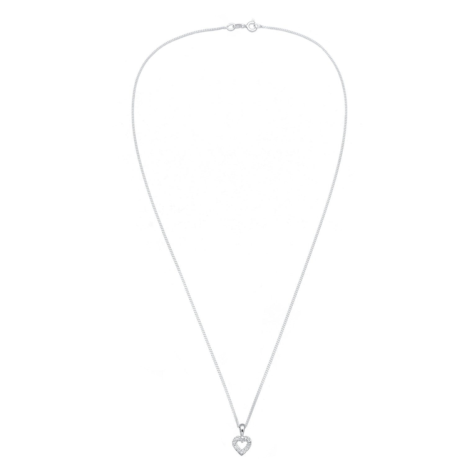 Silber - Elli | Halskette Herz Funkelnd | Mit Kristallen von Swarovski® (Weiß) | 925er Sterling Silber