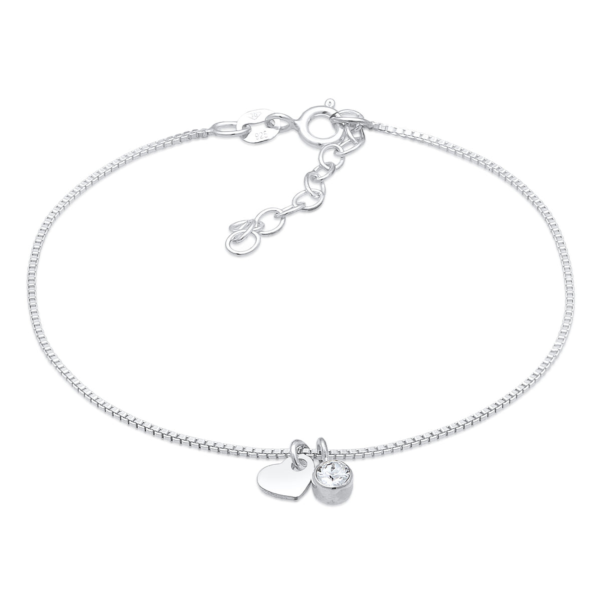 Silber - Elli | Armband Herz Anhänger | Mit Kristallen von Swarovski® (Weiß) | 925er Sterling Silber